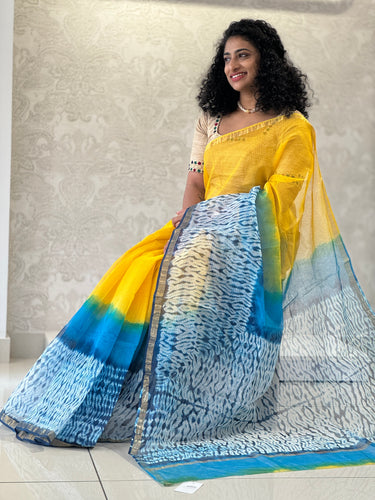 Block Printed Check Kota Saree | VFC466