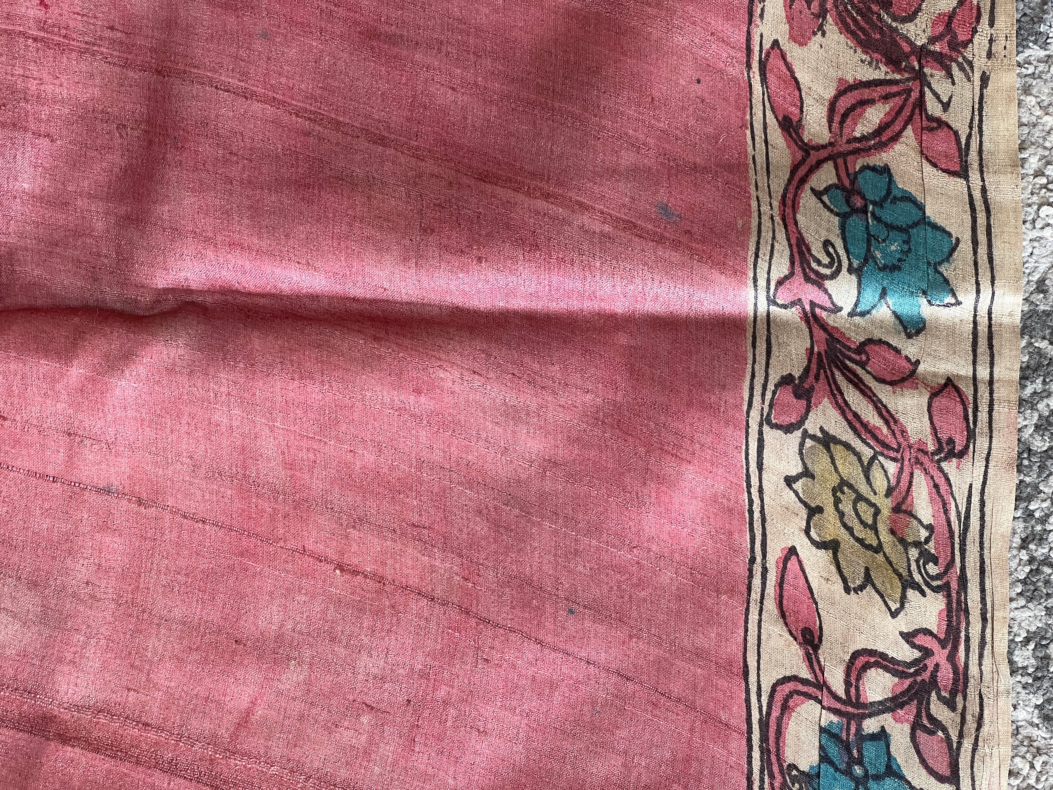 Pen Kalamkari Detailed Pure Tussar Saree | SBS1262