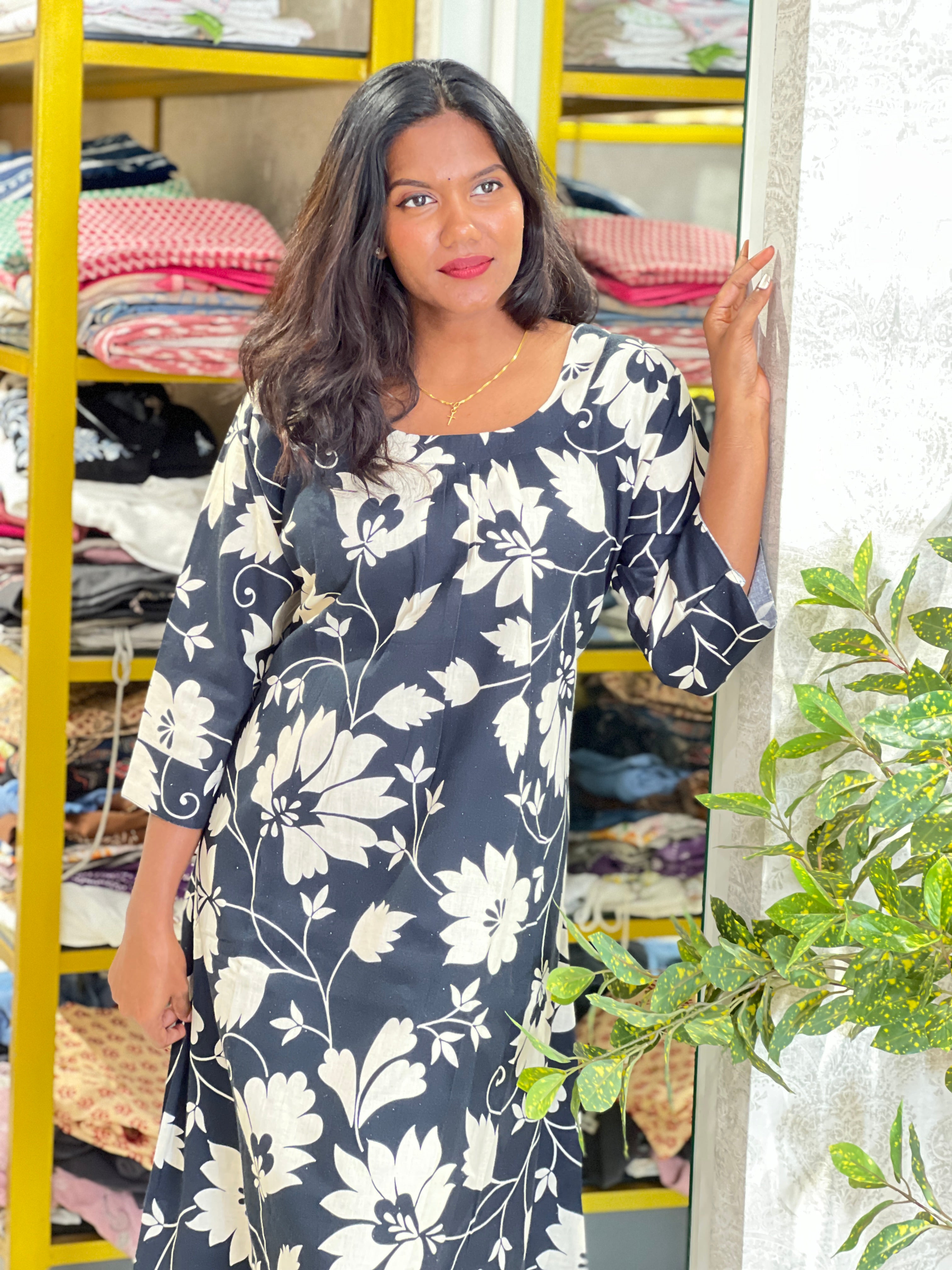 Floral Printed Pattern Cotton Kurta | RMLA331