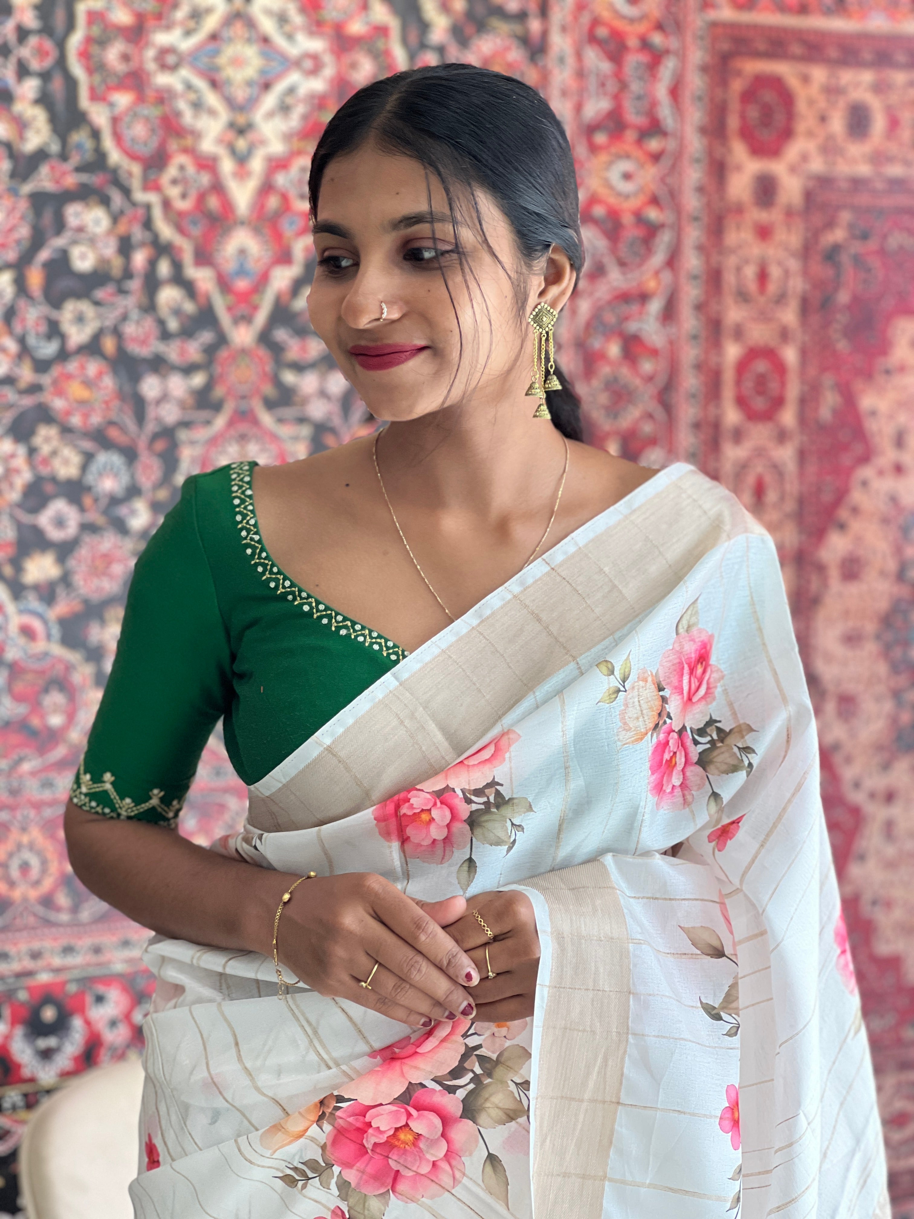 Floral Printed  Semi Silk Saree | AV203