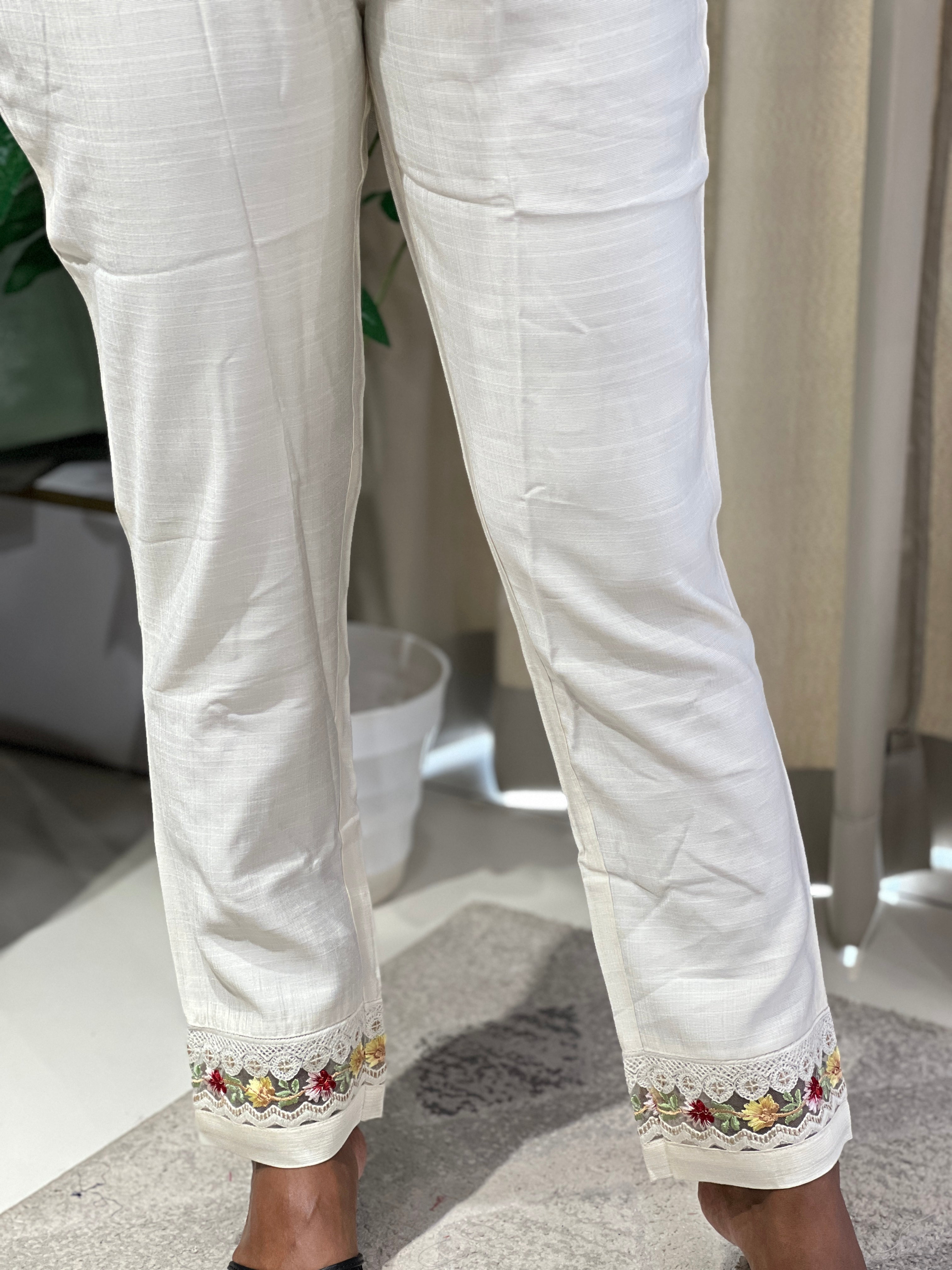 Floral Embroidery Detailed Muslin Finish Bottom | PGI301