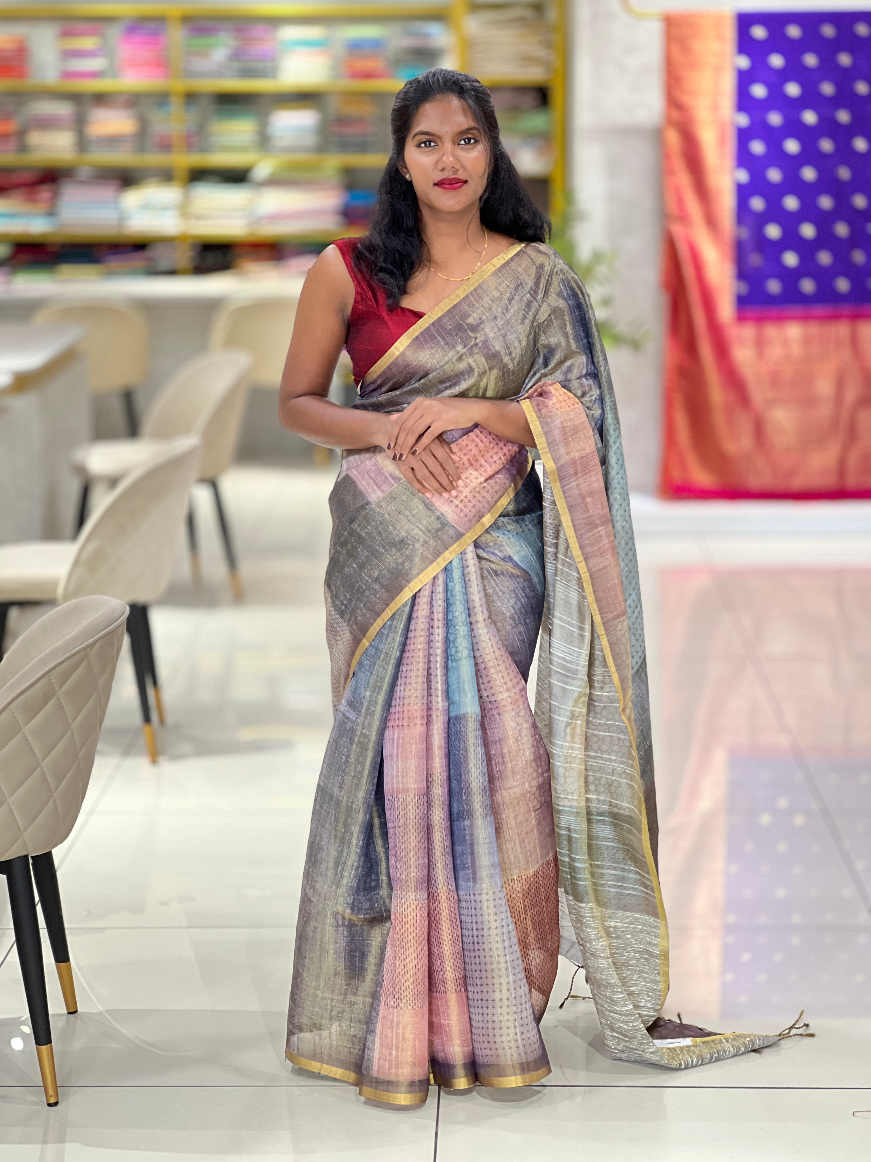 Sublimation Print Detailed Semi Silk Saree | SSN271
