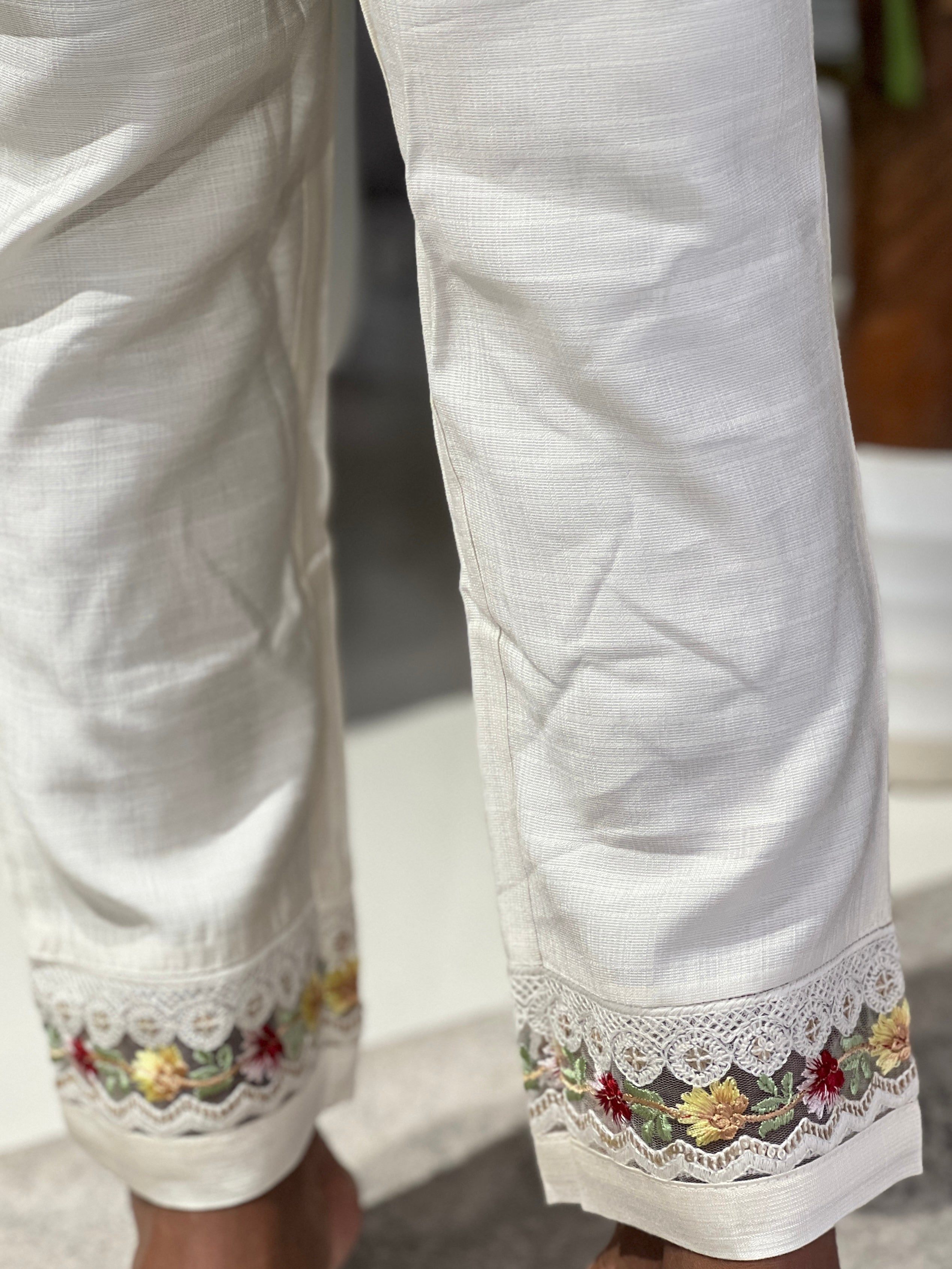 Floral Embroidery Detailed Muslin Finish Bottom | PGI301