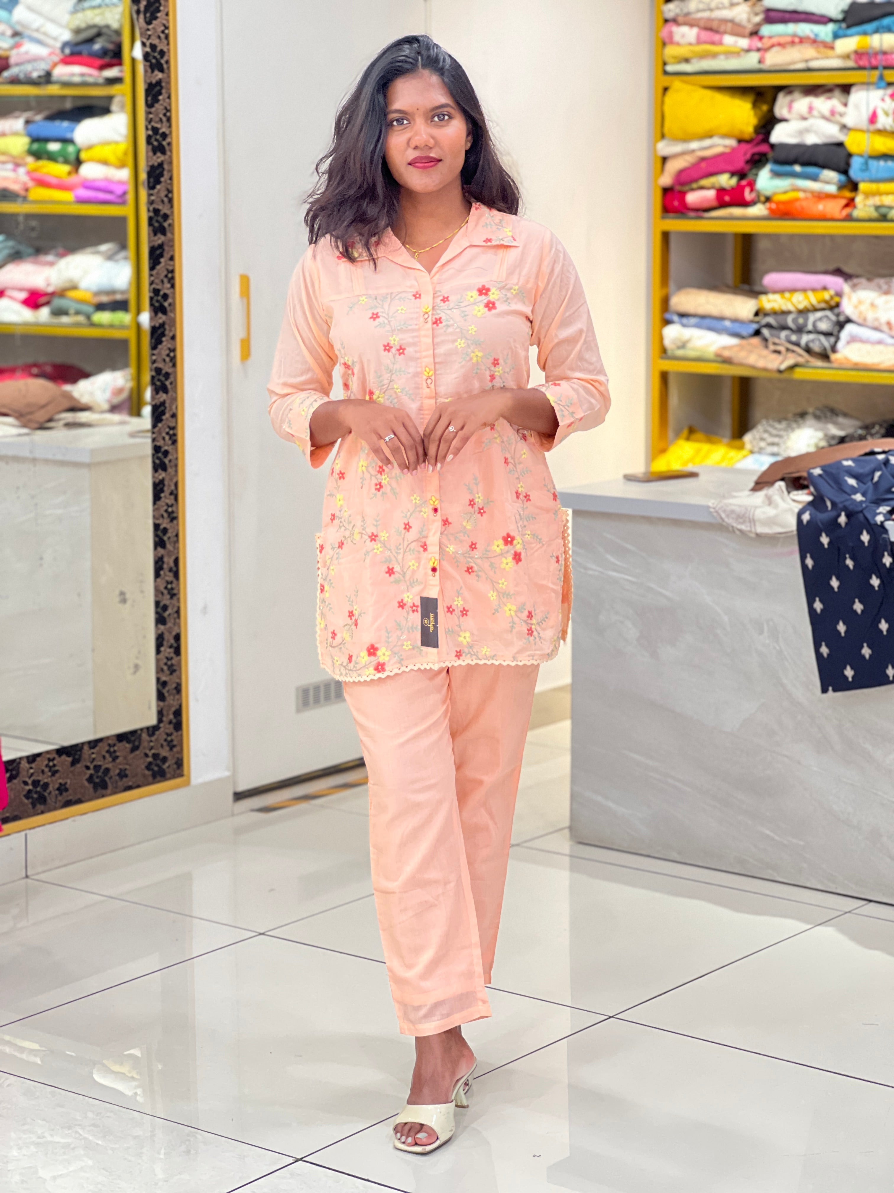 Embroidered Cotton Cord Set | PGI116