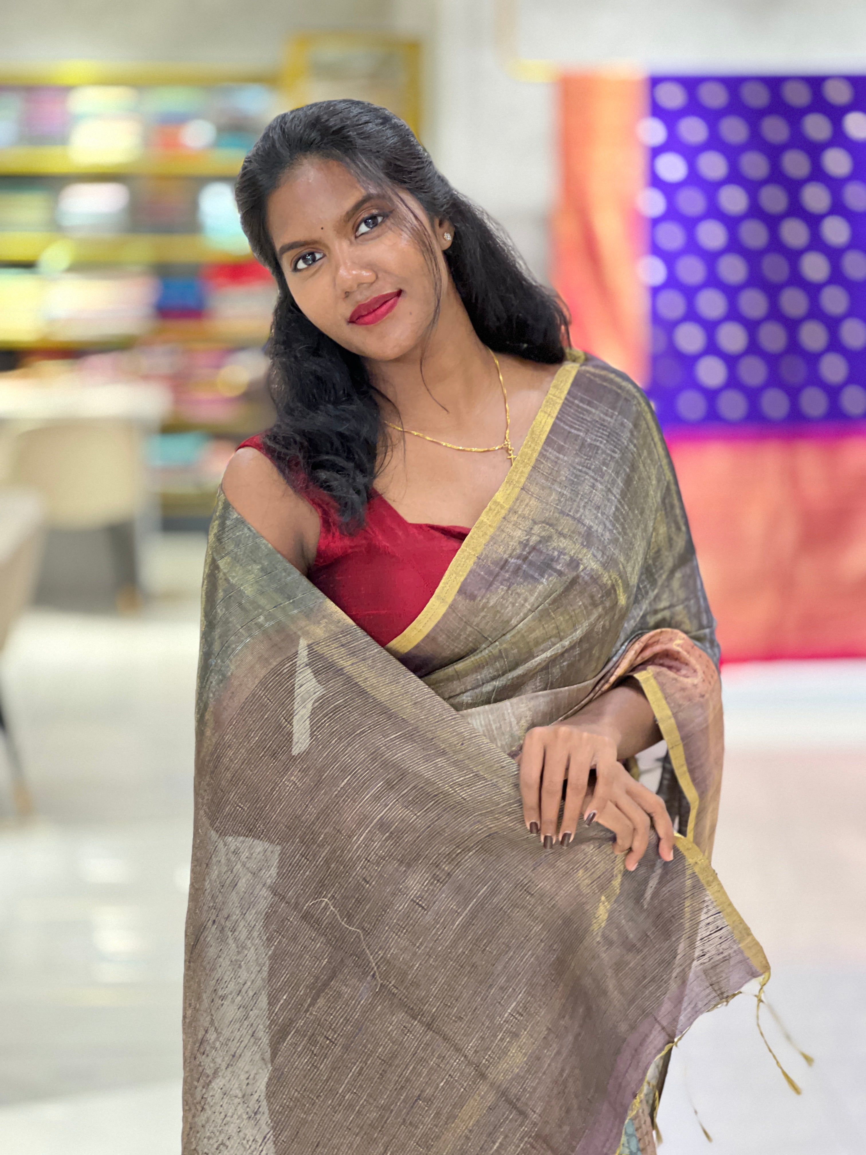 Sublimation Print Detailed Semi Silk Saree | SSN271