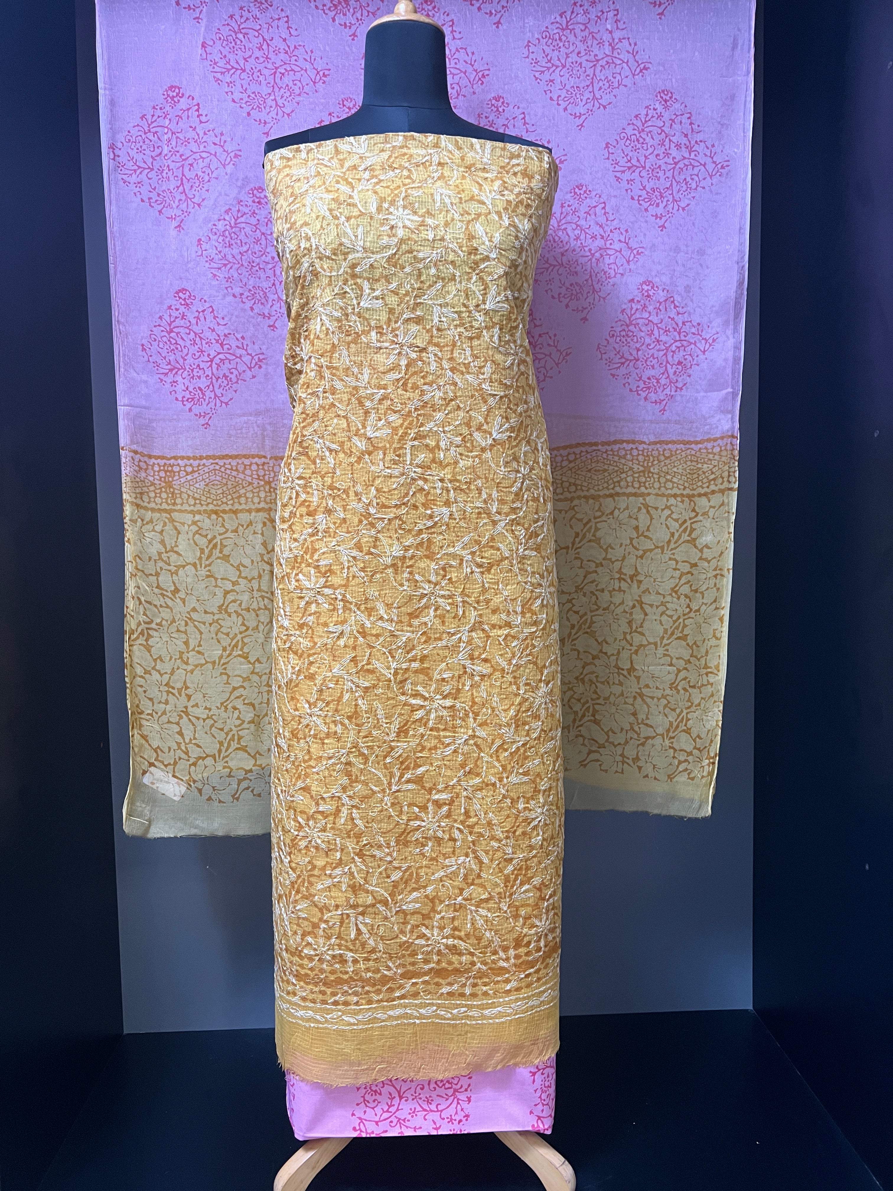 Tepchi Embroidery With Block Print Detailed Kota Salwar Set | SF1066
