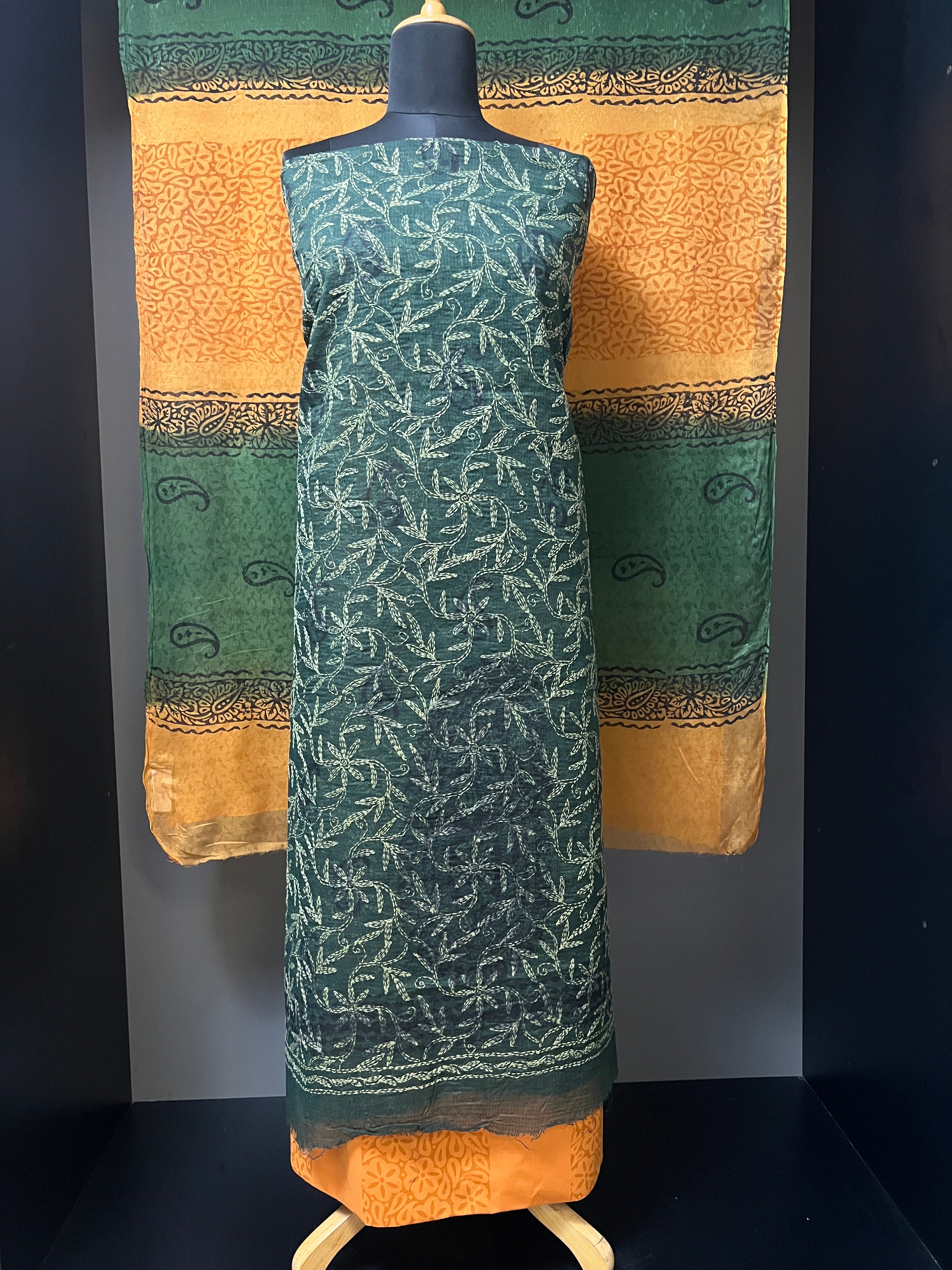 Tepchi Embroidery With Block Print Detailed Kota Salwar Set | SF1069