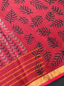 Block Printed Check Kota Saree | VFC473