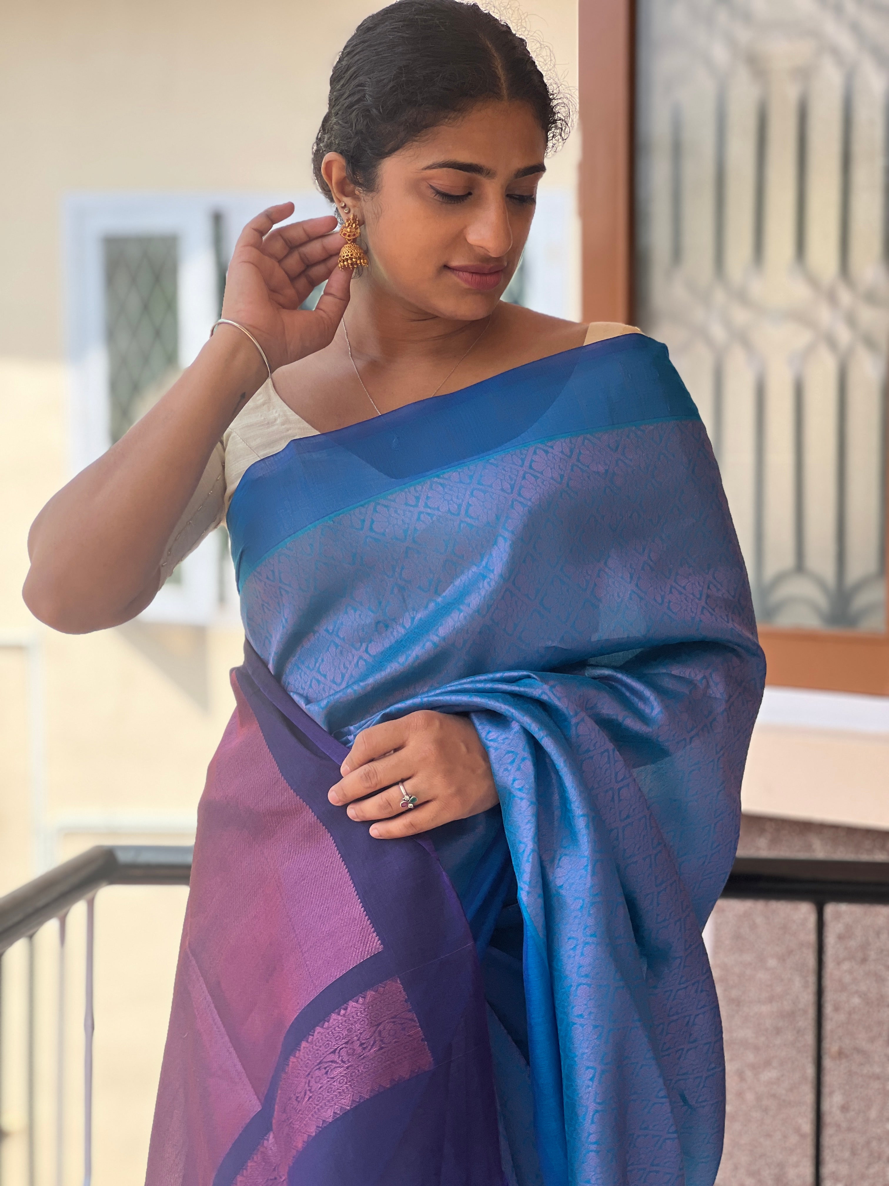 Geometrical  Design Cotton Silk Saree | RJT117