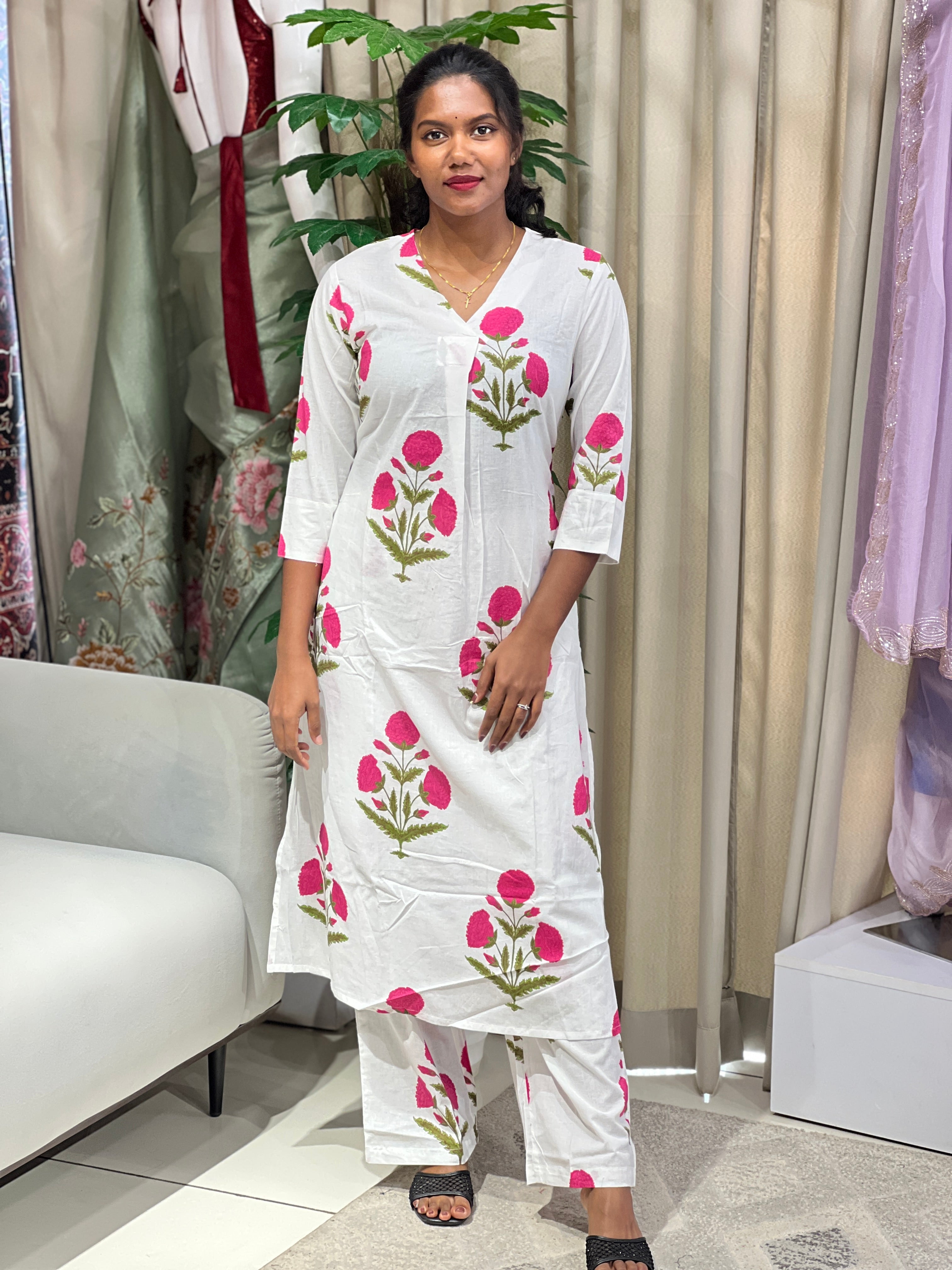 Floral Digital Printed Cotton Kurta Set | PGI321