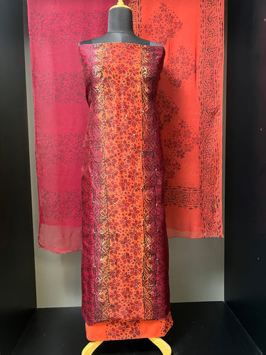Block Print With Mirror Detailed Supernet Kota Salwar Set | SF1101