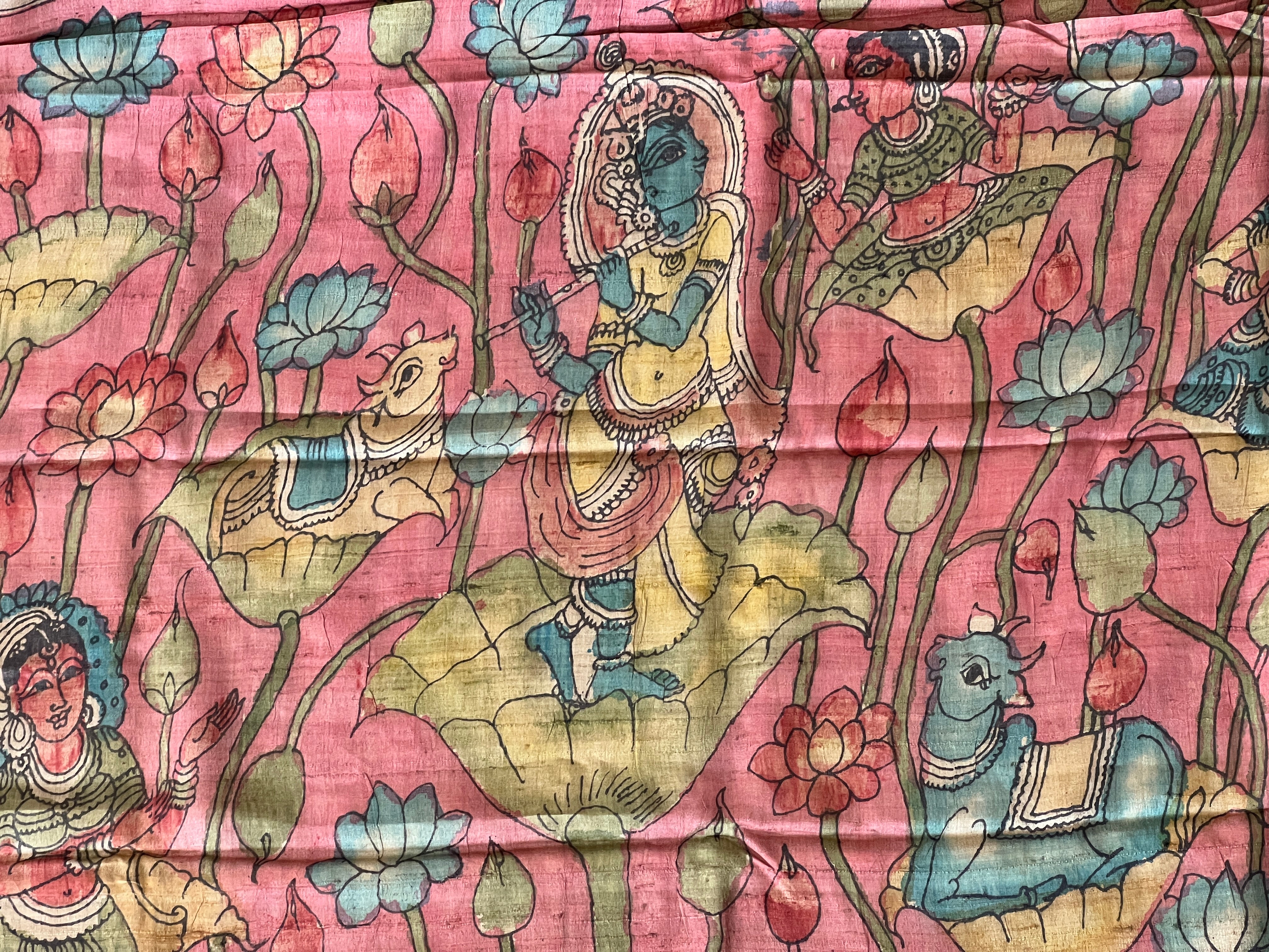 Pen Kalamkari Detailed Pure Tussar Saree | SBS1263