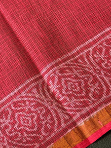 Block Printed Check Kota Saree | JKL291