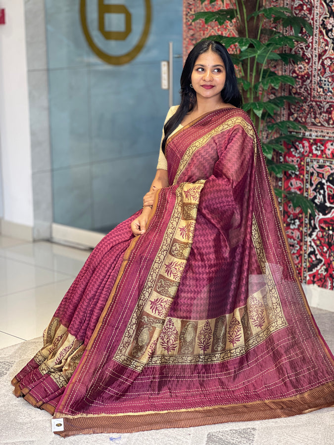 Printed Design Silk Chanderi Saree | RGD445