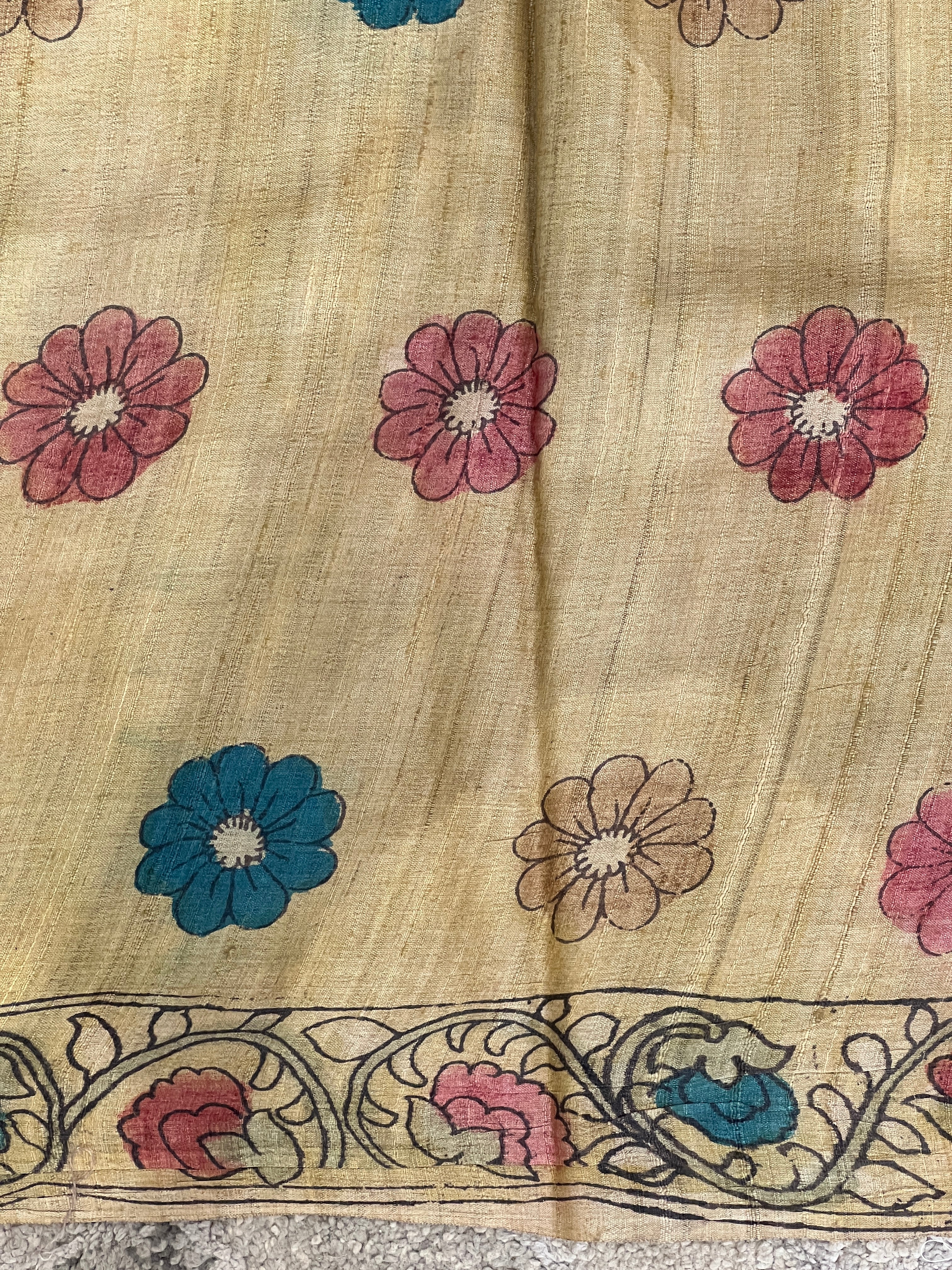 Pen Kalamkari Detailed Pure Tussar Saree | SBS1265