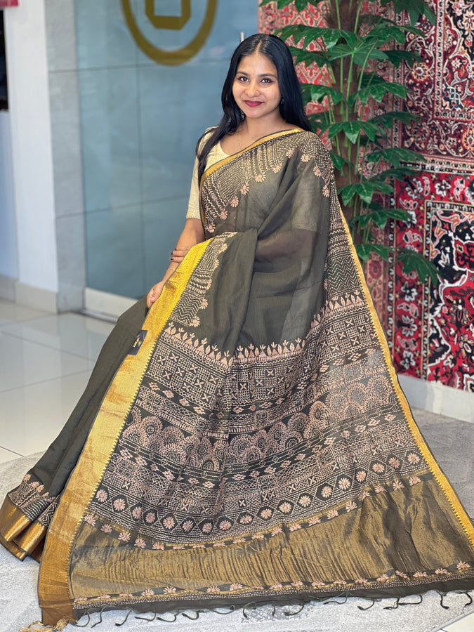 Thread Embroidery Mangalgiri Cotton Saree | SBS1251