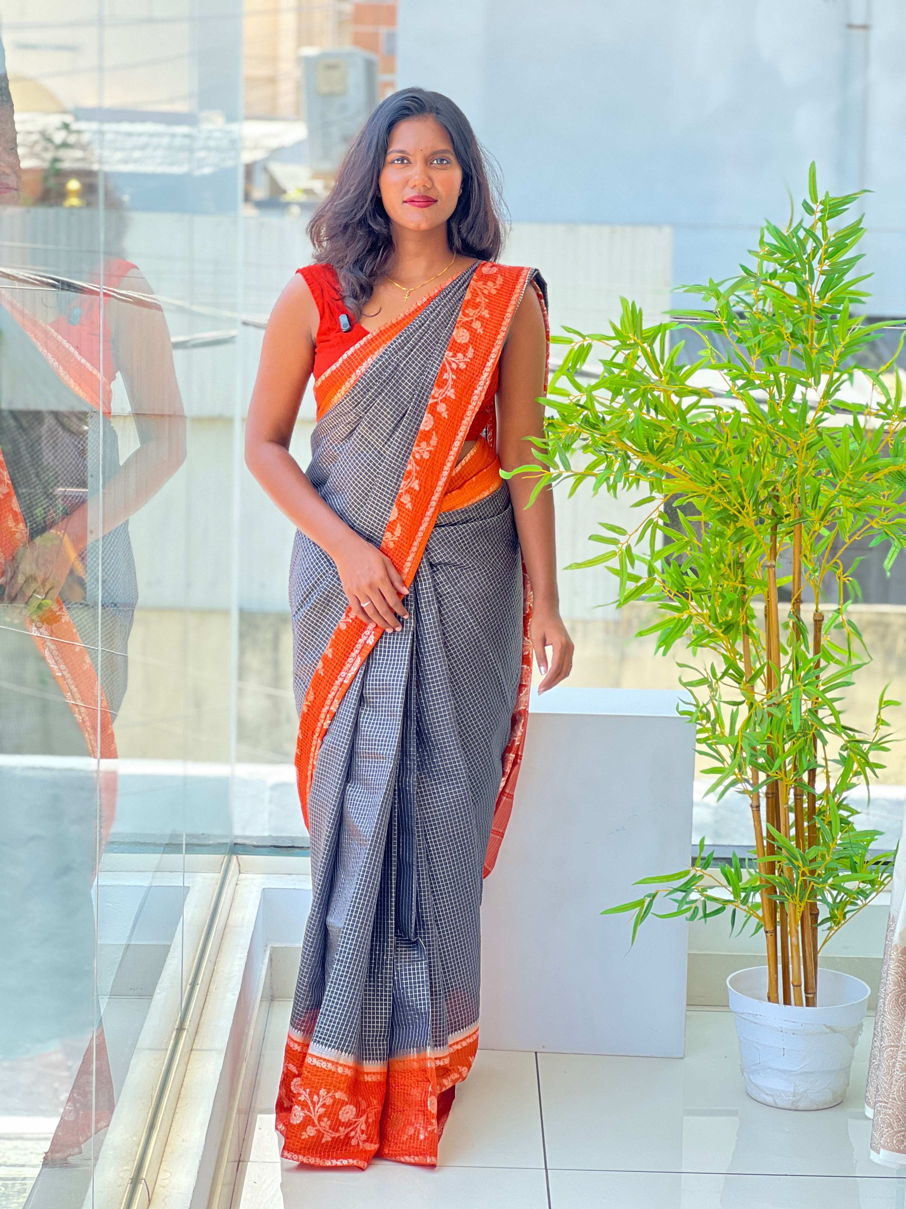 Check Pattern Semi Silk Saree | ZSS602