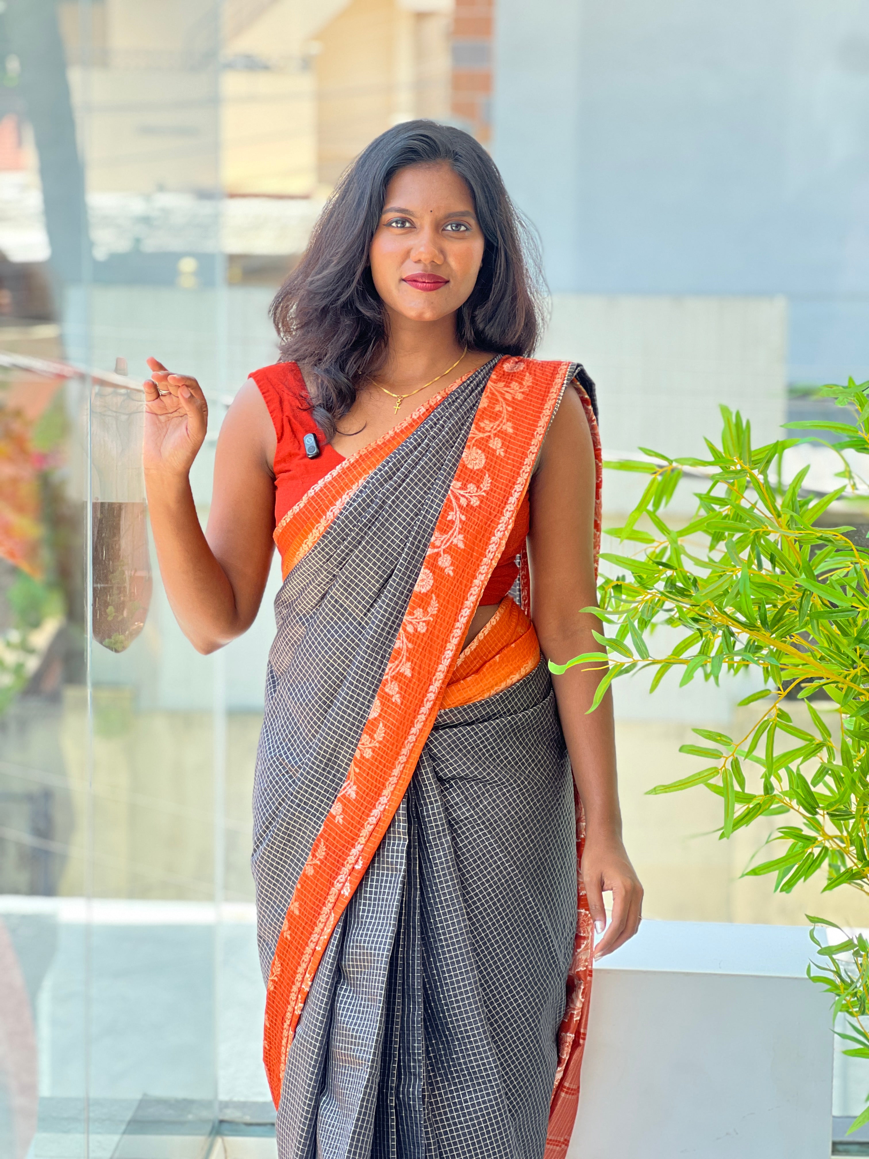 Check Pattern Semi Silk Saree | ZSS602