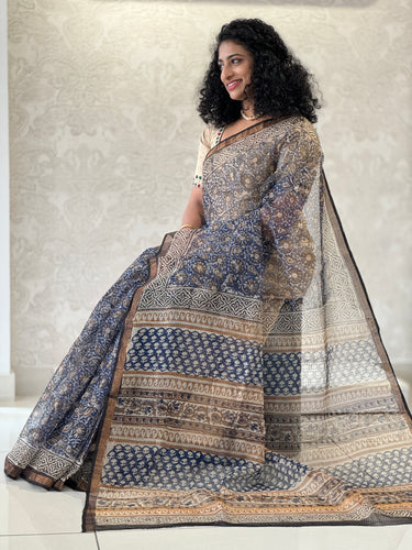 Block Printed Check Kota Saree | JKL304