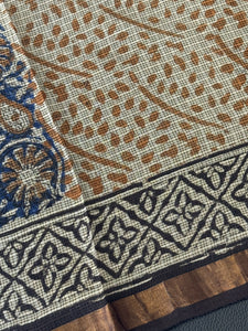 Block Printed Check Kota Saree | JKL304