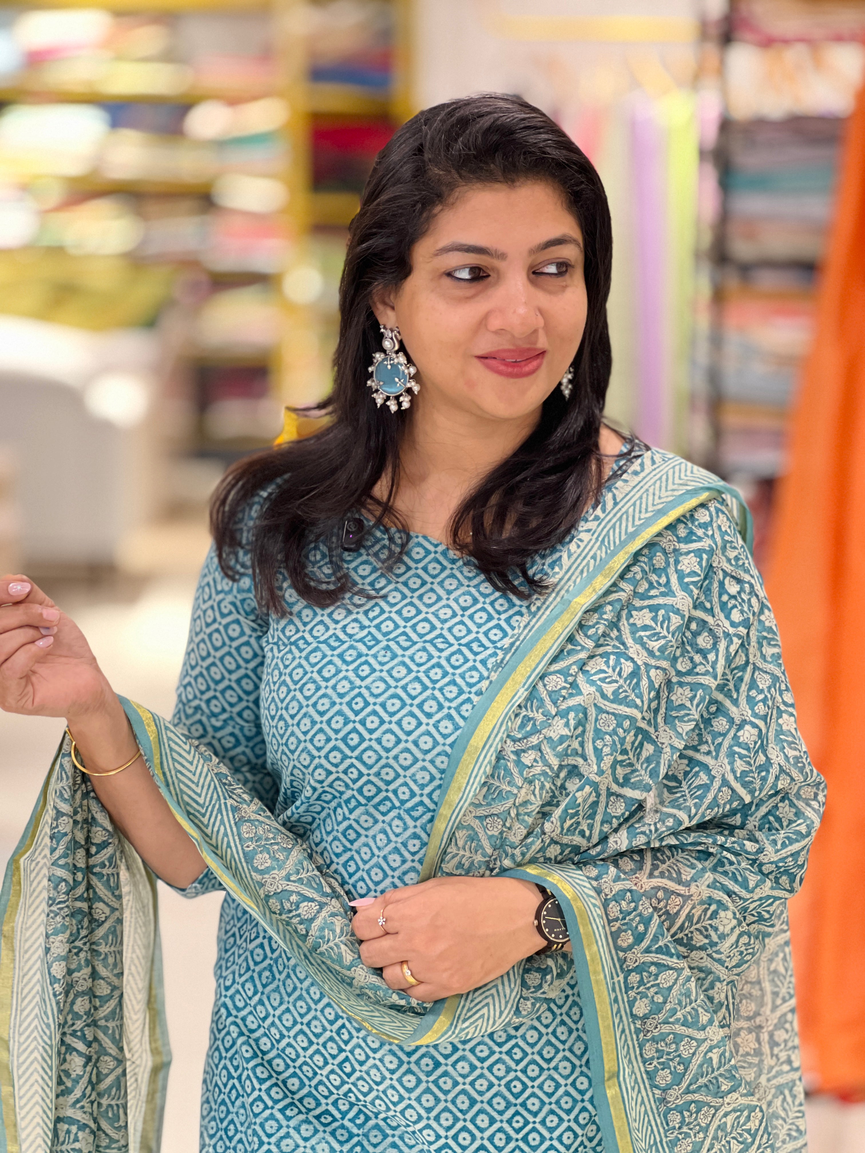 Screen Printed Chanderi Salwar Set | SSC108