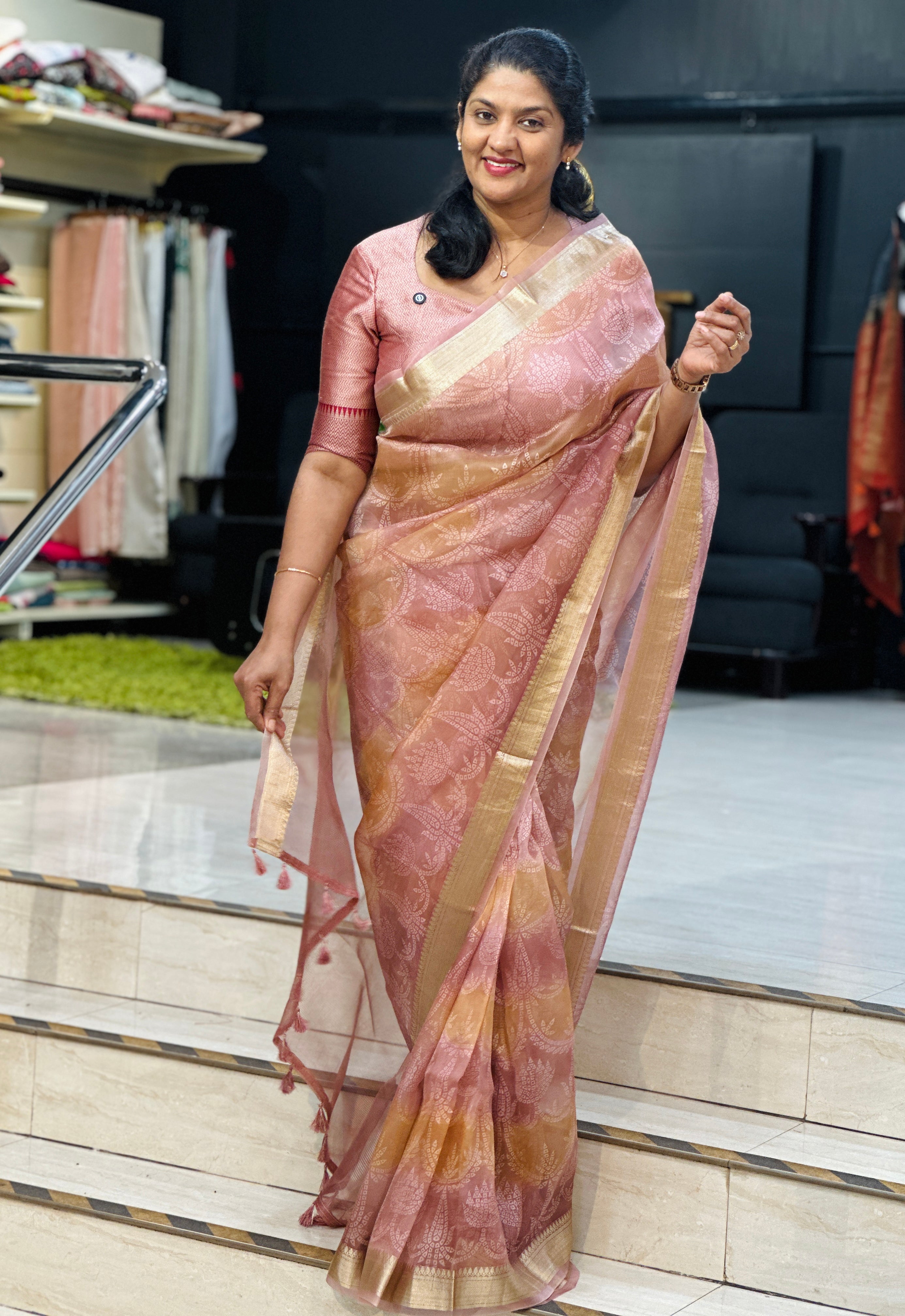 Banarasi Bordered Silk Organza Saree | MB128