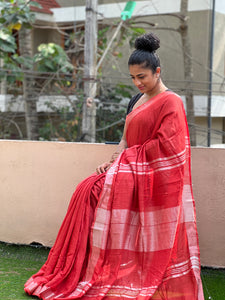 Solid Bhagalpuri Linen Saree | AHD1621