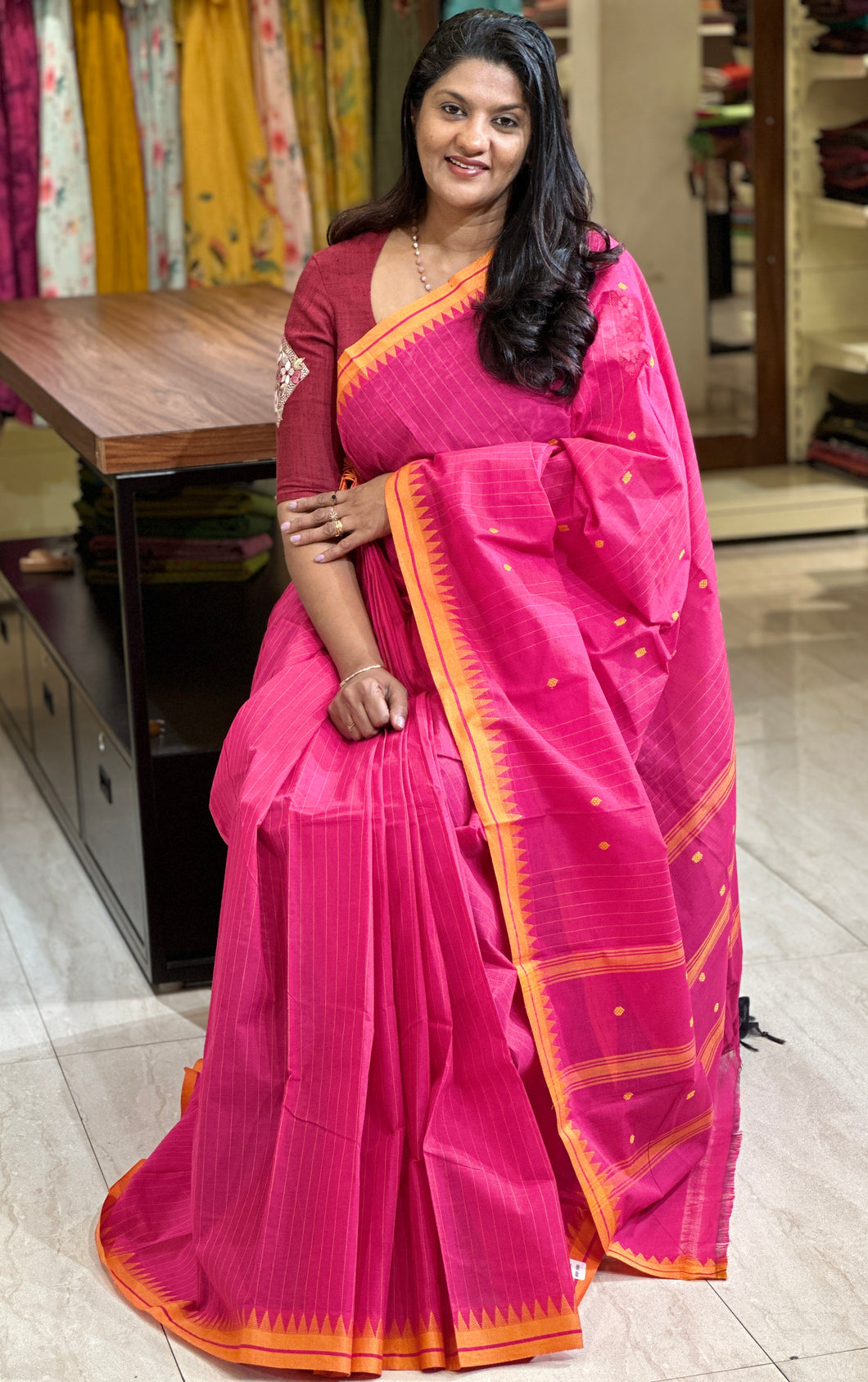 Buta Weaved Cotton Saree  | VR201