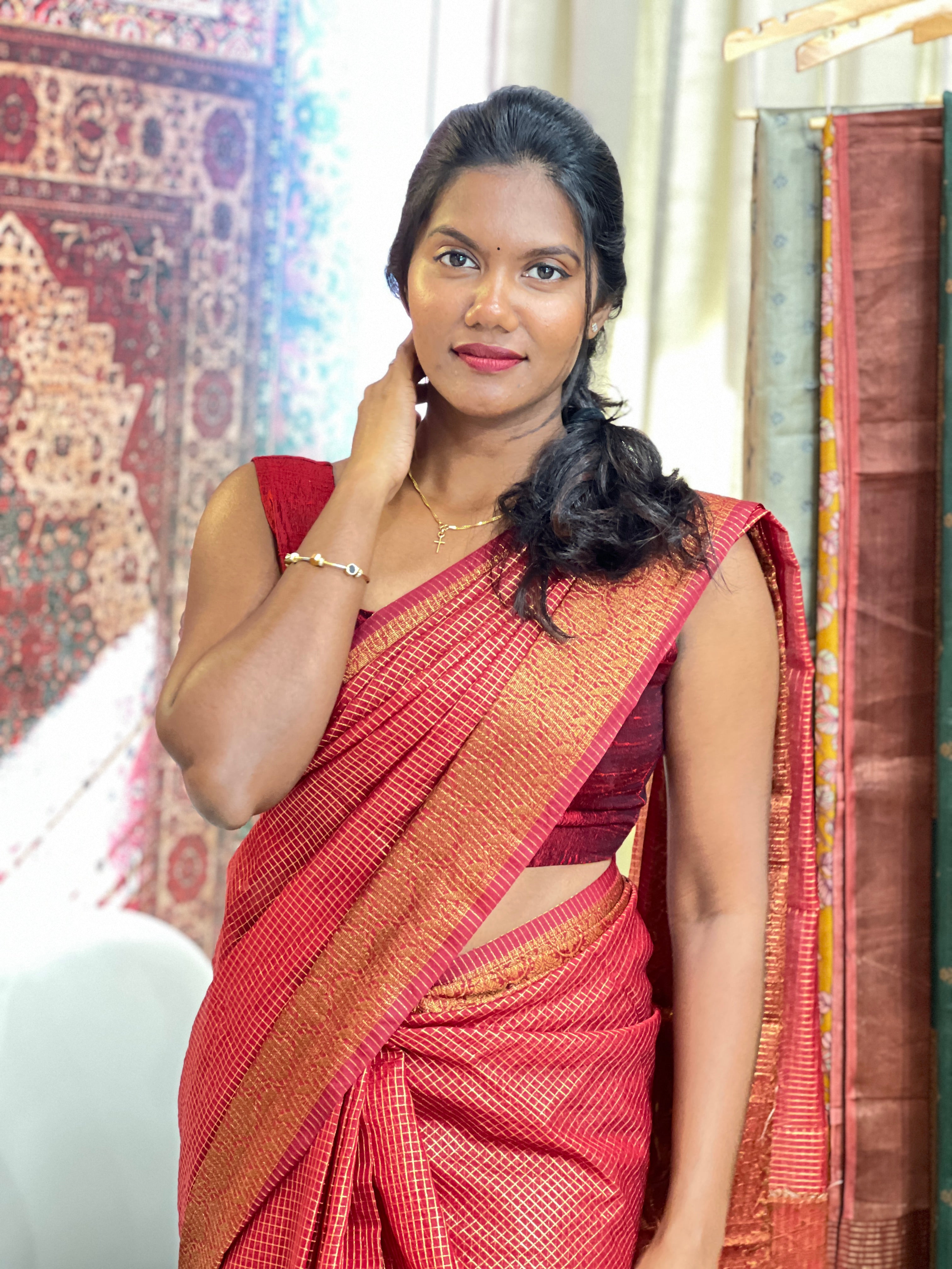 Check Pattern Semi Silk Saree | ZSS609