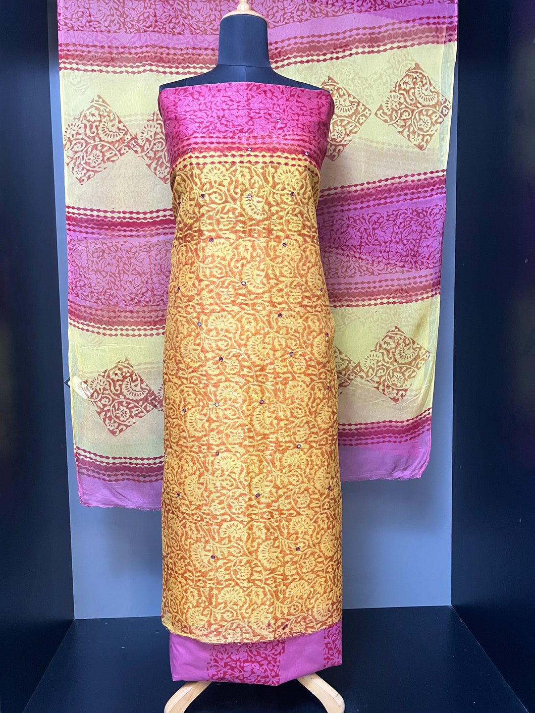 Block Print With Mirror Detailed Kota Salwar Set | SF1115