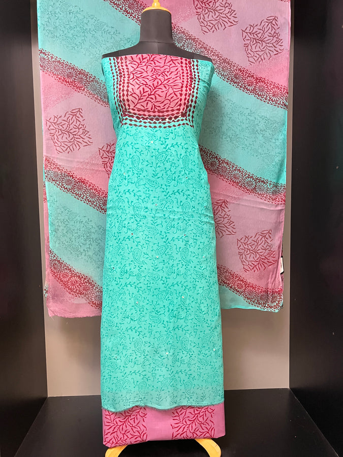 Block Print With Mirror Detailed Georgette Salwar Set | SF1121