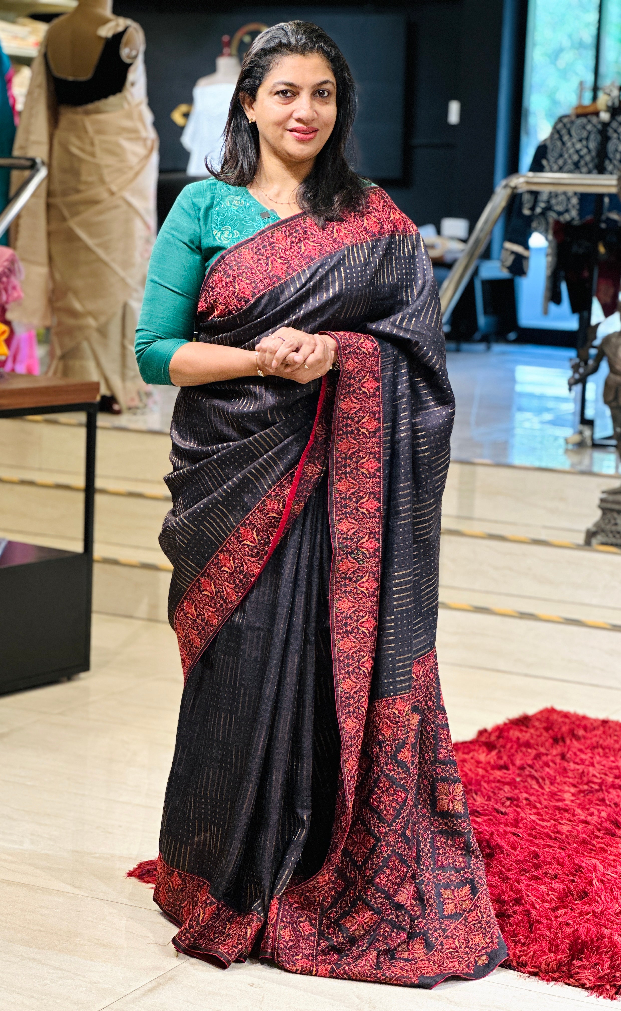 Thread Embroidery Pure Tussar Saree |  RGD706