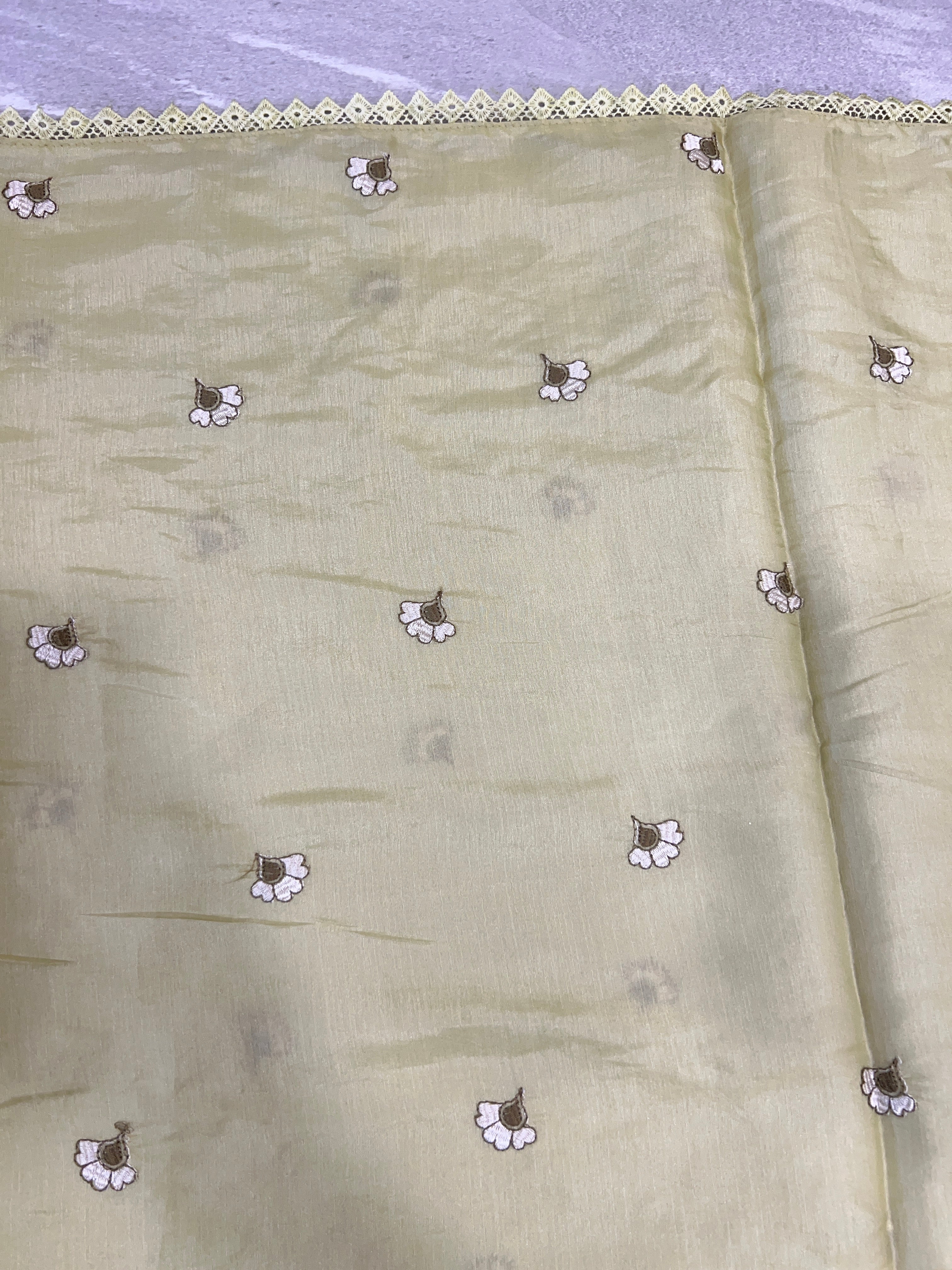Machine Embroidery Detailed Semi Tussar Saree | SUN583