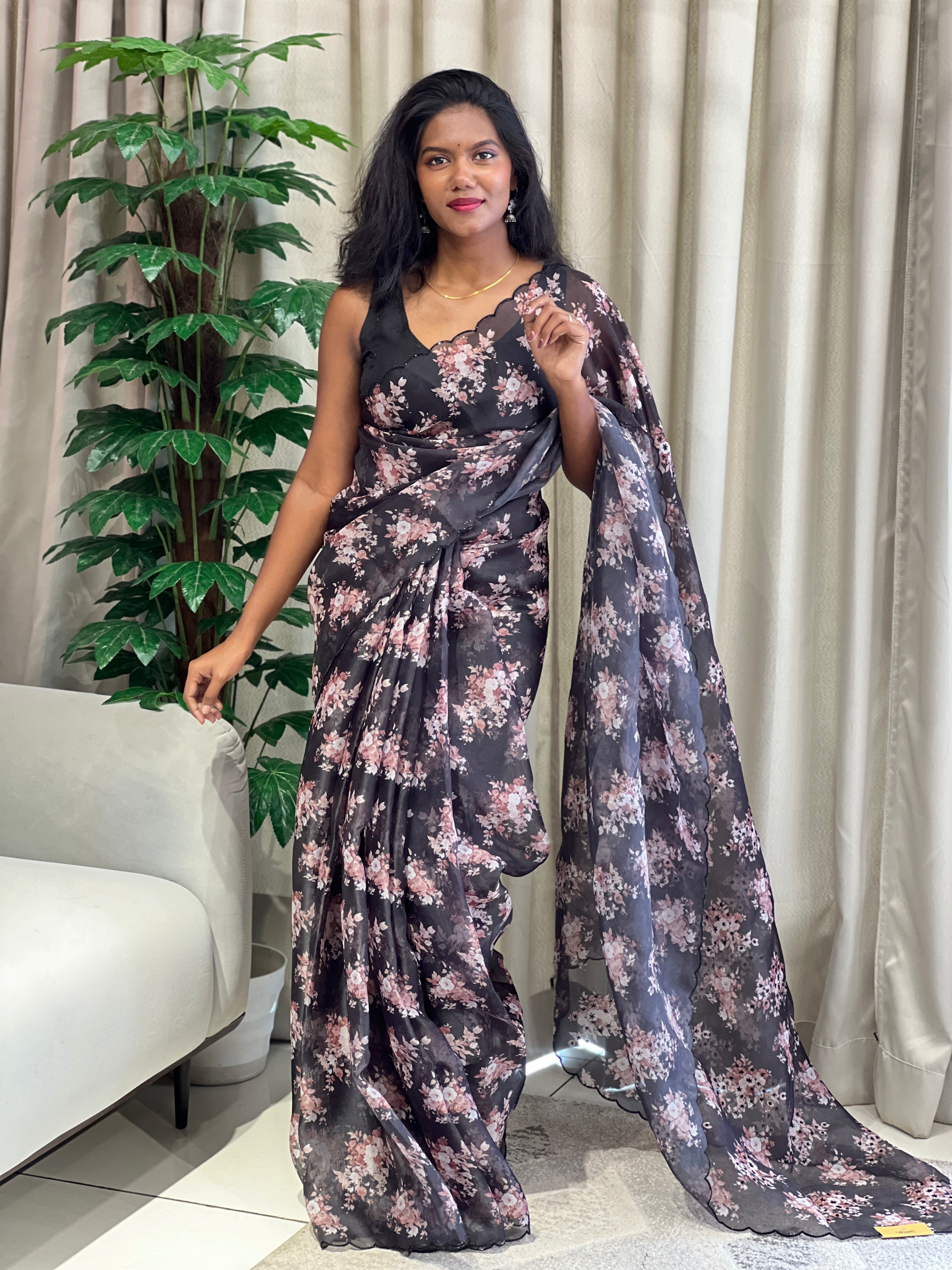 Floral Digital Printed Organza Saree | DNT1013