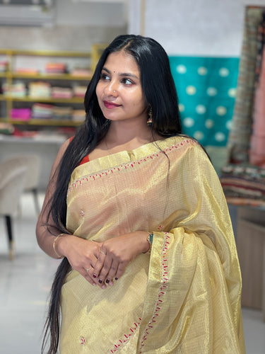 Hand Embroidery Tissue Kota Saree | SVF128