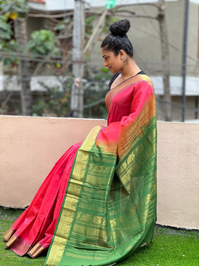 Double Shaded Cotton Silk Saree | AHD1610