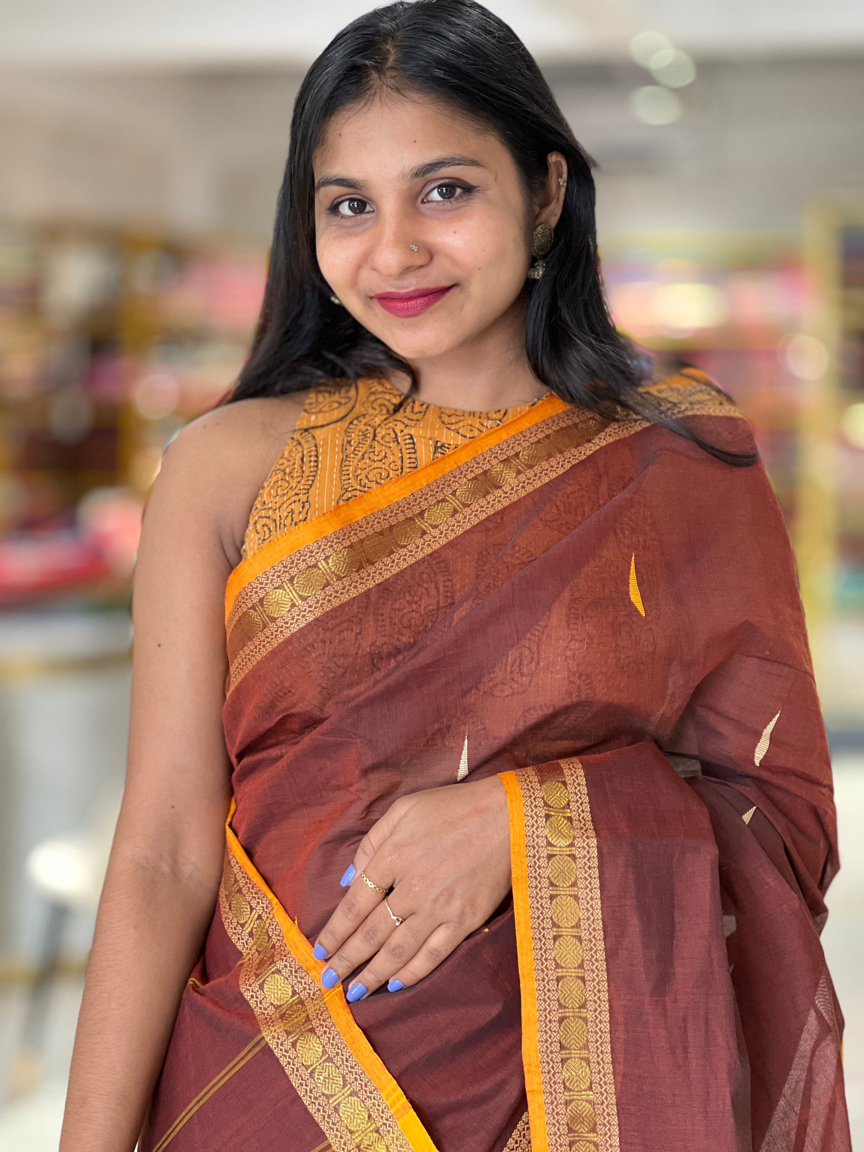 Kanchi Cotton Sarees With Traditional Border Detailing | VR212