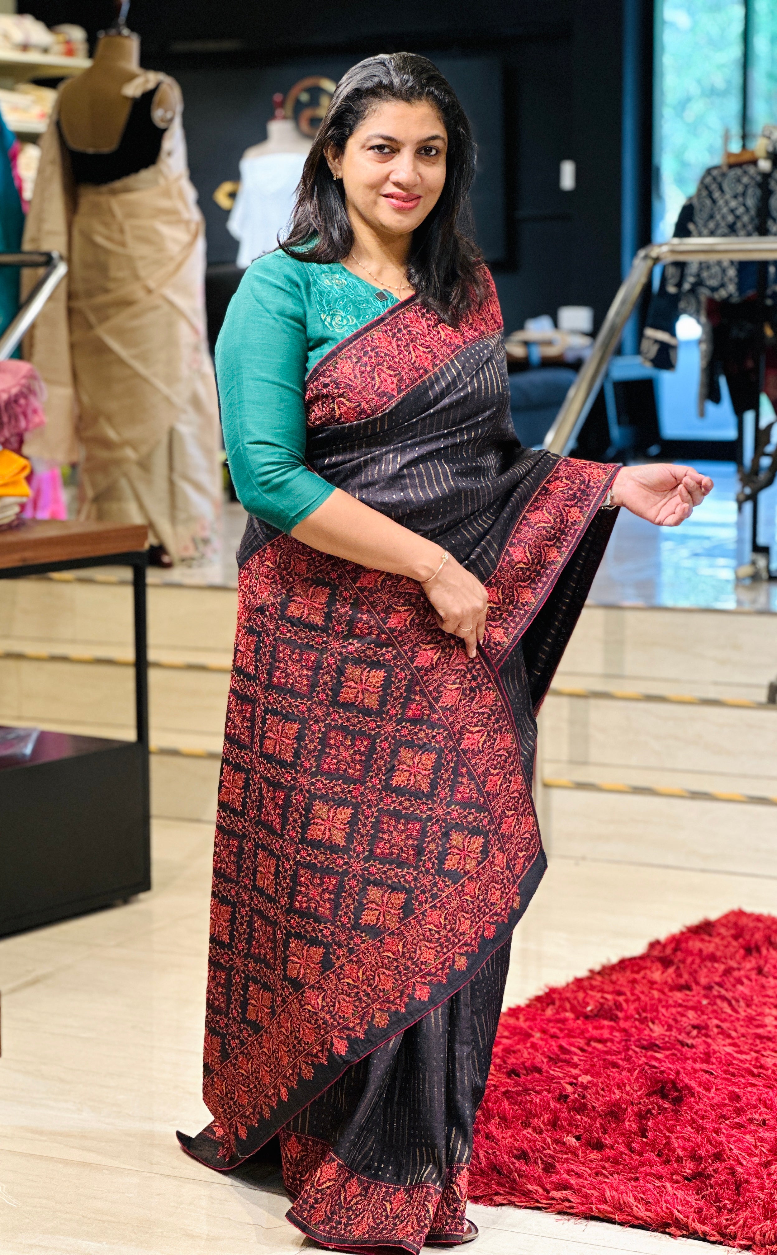 Thread Embroidery Pure Tussar Saree |  RGD706