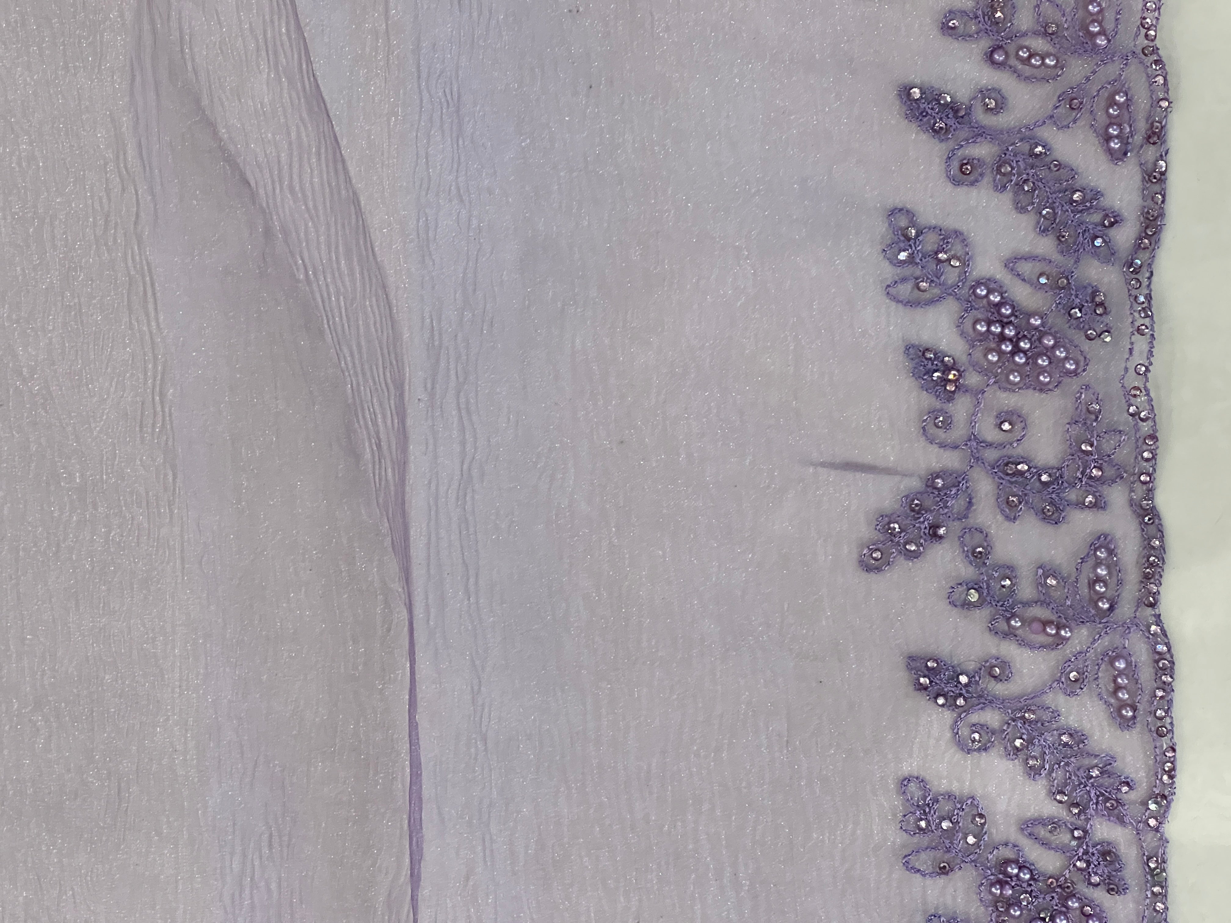 Machine Embroidery Crushed Organza Saree | SBP649