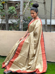 Hand Embroidered  Desi Tussur Saree | AHD1635
