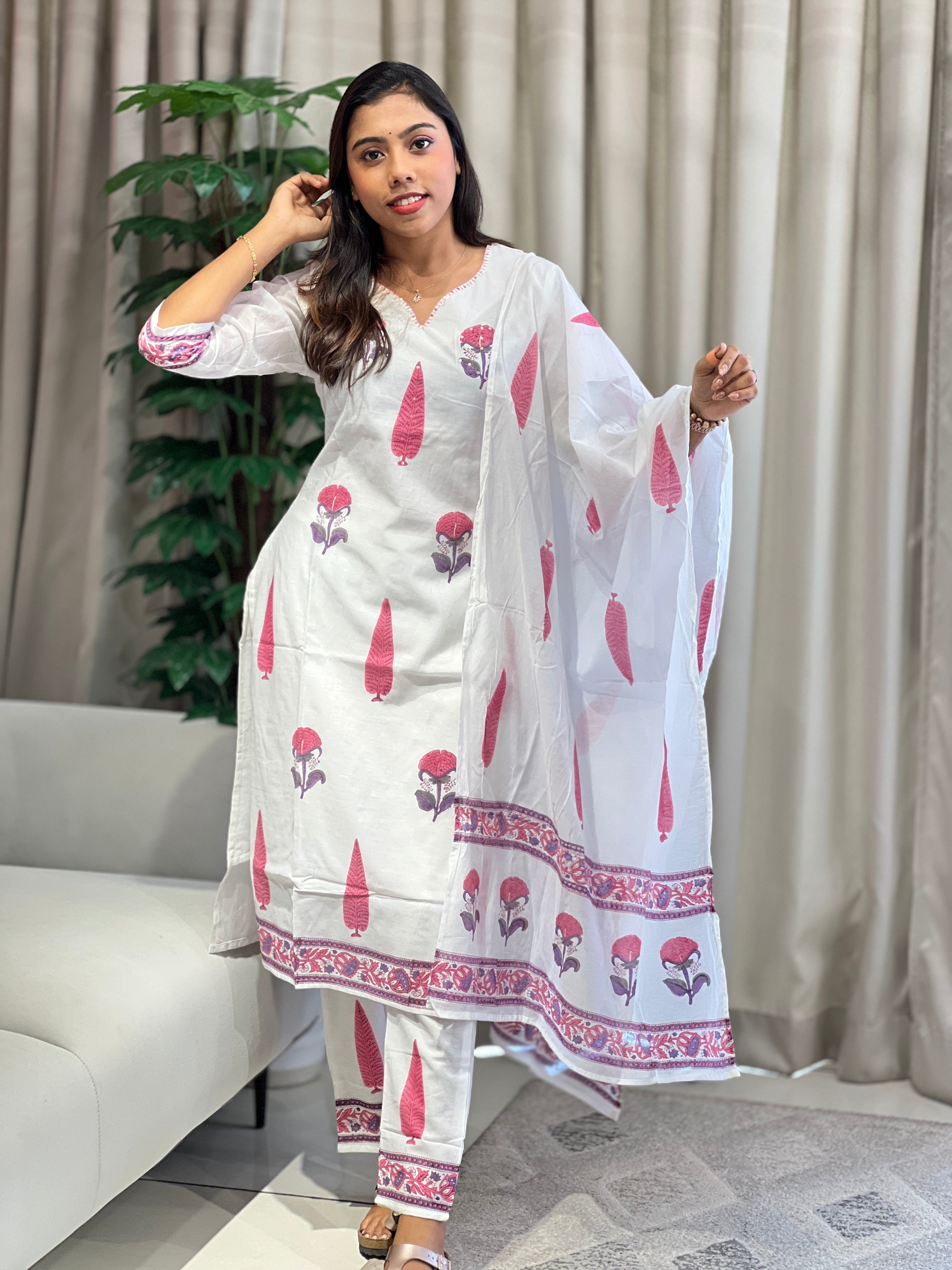 Floral Digital Printed Cotton Kurta Set | PGI325