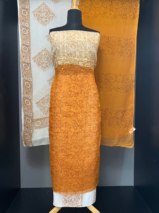 Block Print With Mirror Detailed Check Kota Salwar Set | SF1090