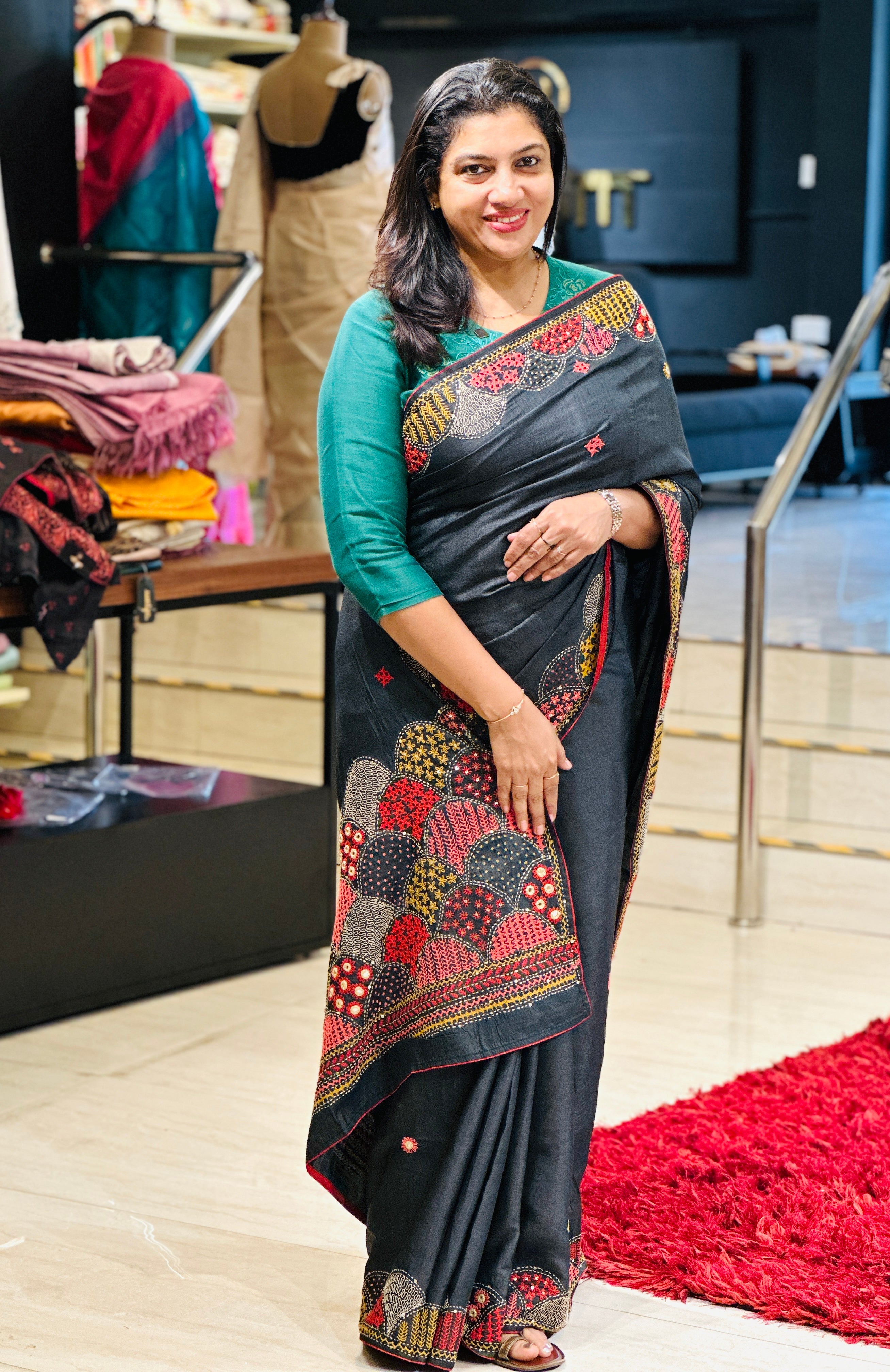 Hand Embroidery & Kutch Work Detailed Pure Tussar Saree | RGD733
