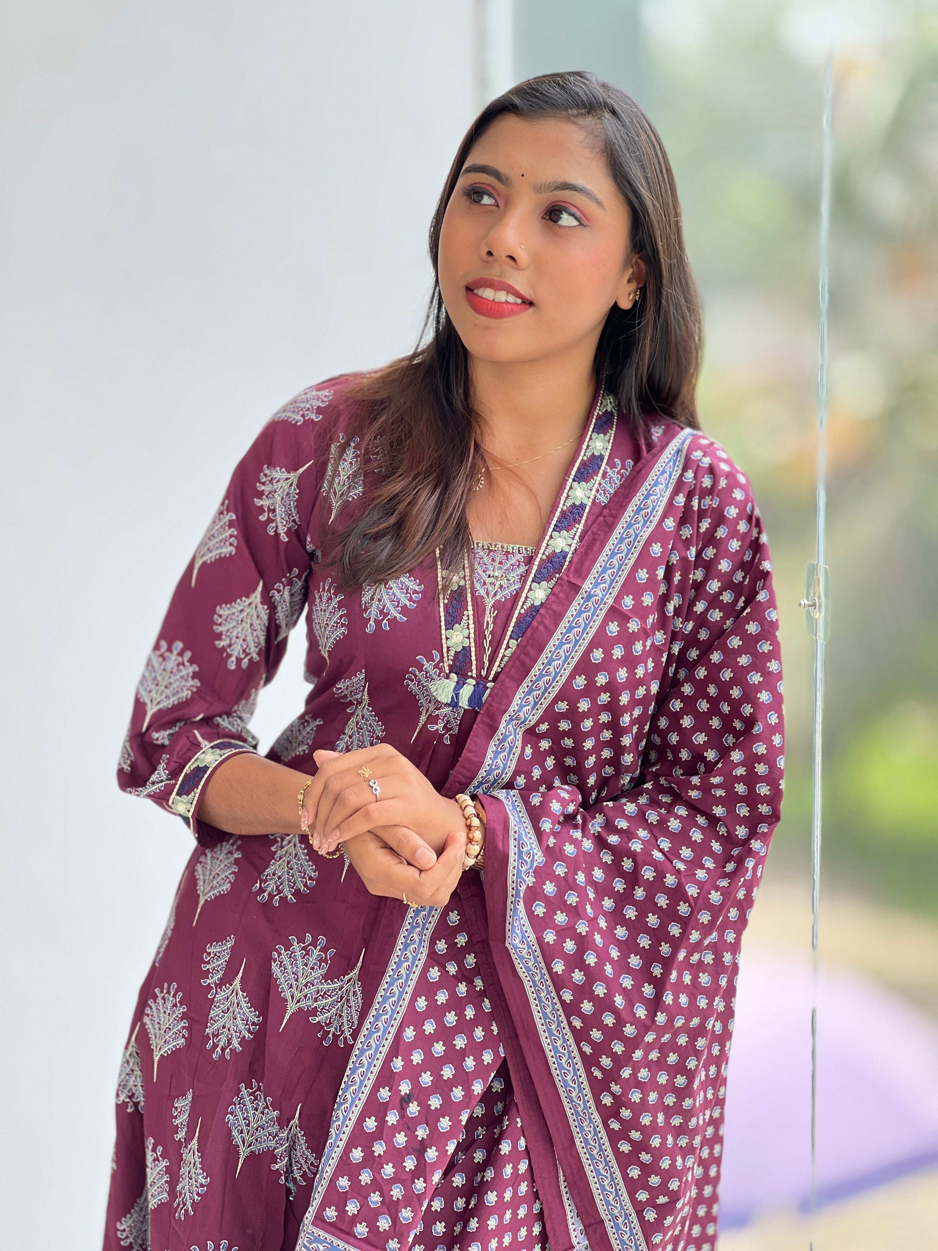 Floral Printed Cotton Kurta Set | PGI298