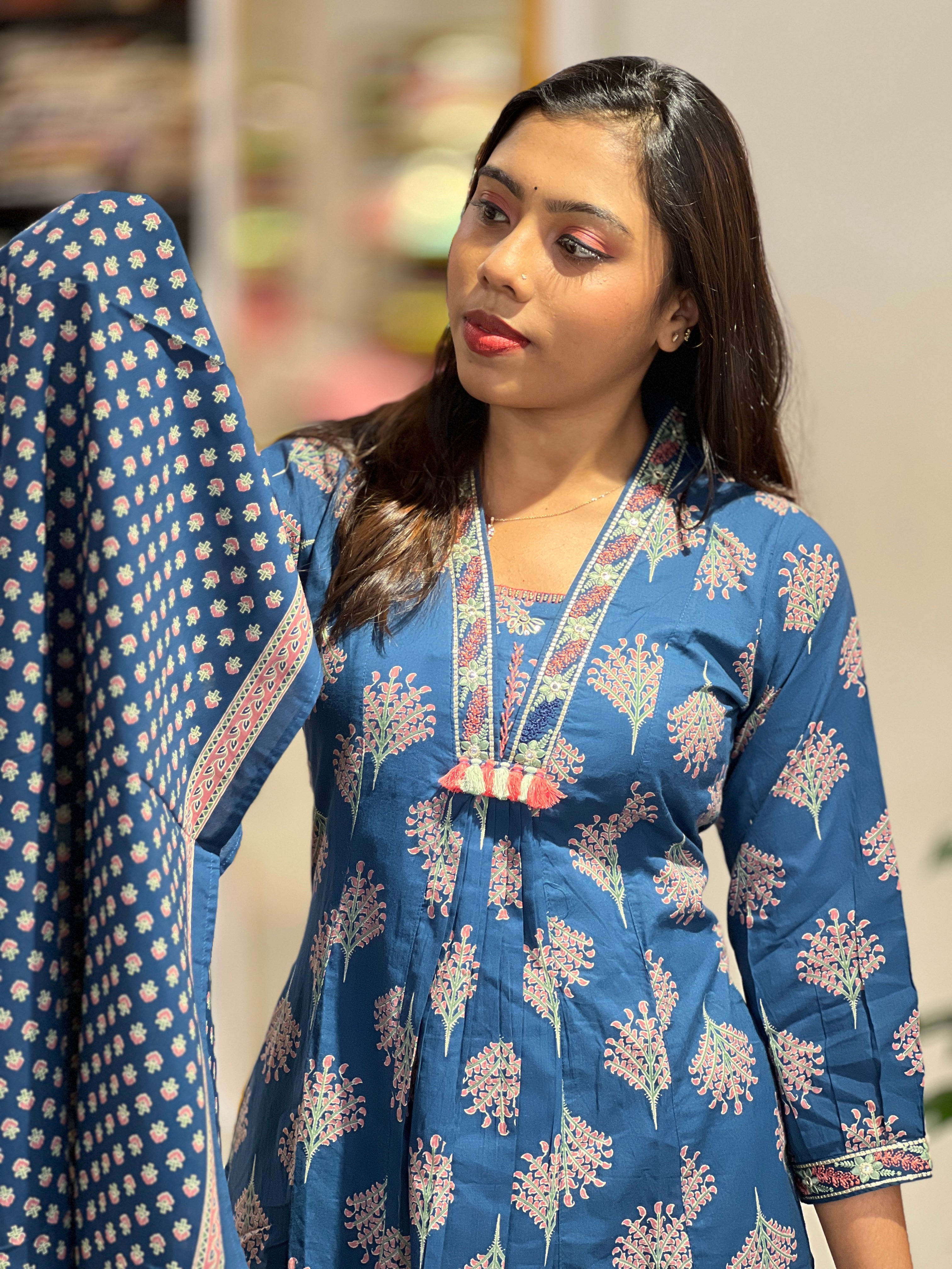 Floral Printed Cotton Kurta Set | PGI297