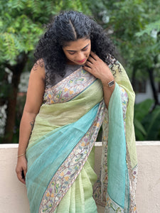 Embroidery Border Crush Tissue Organza Saree | SMC129