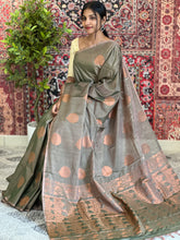 Copper Zari Weaved Semi Silk Saree | KRK381