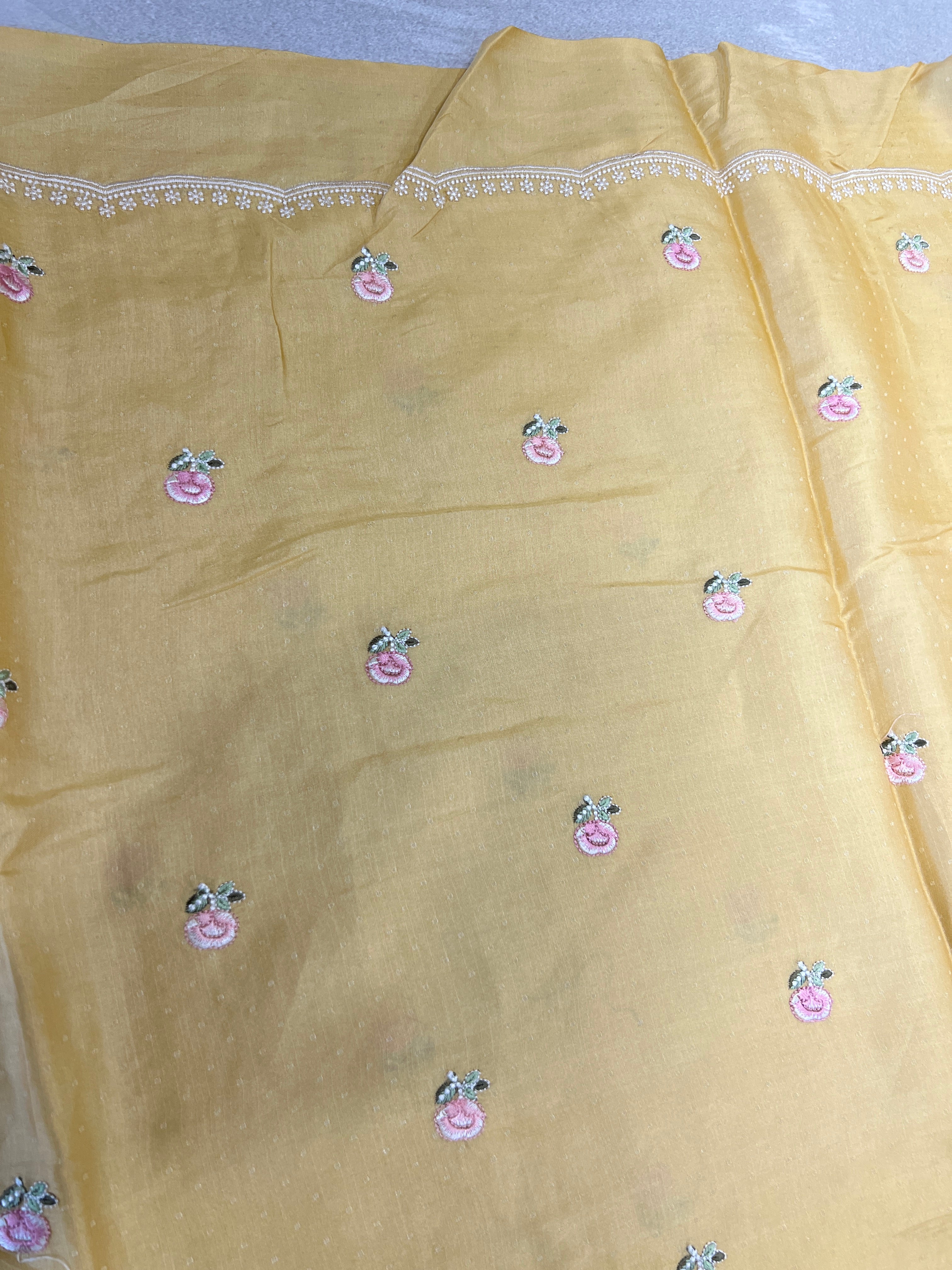 Floral Embroidered Semi Tussar Saree | SUN532