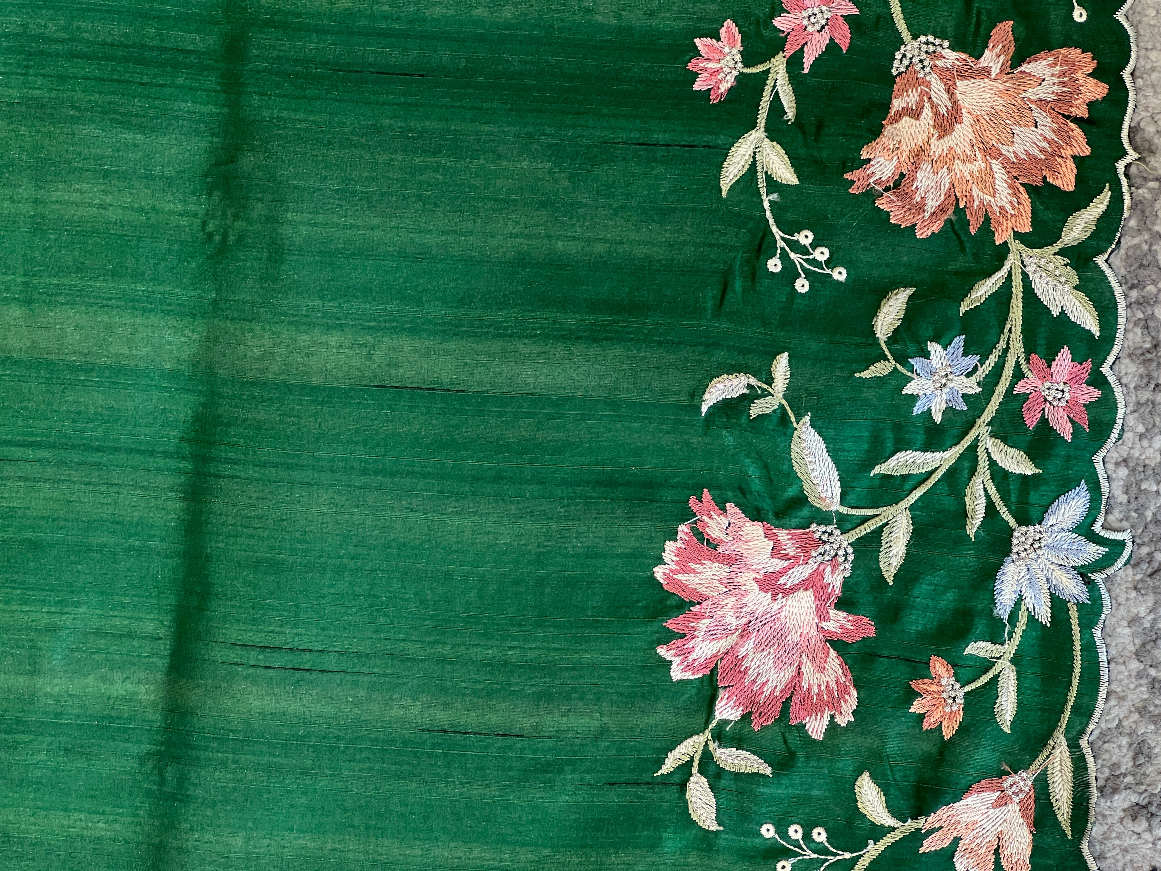 Floral Embroidery Semi Silk Saree |  DVS209