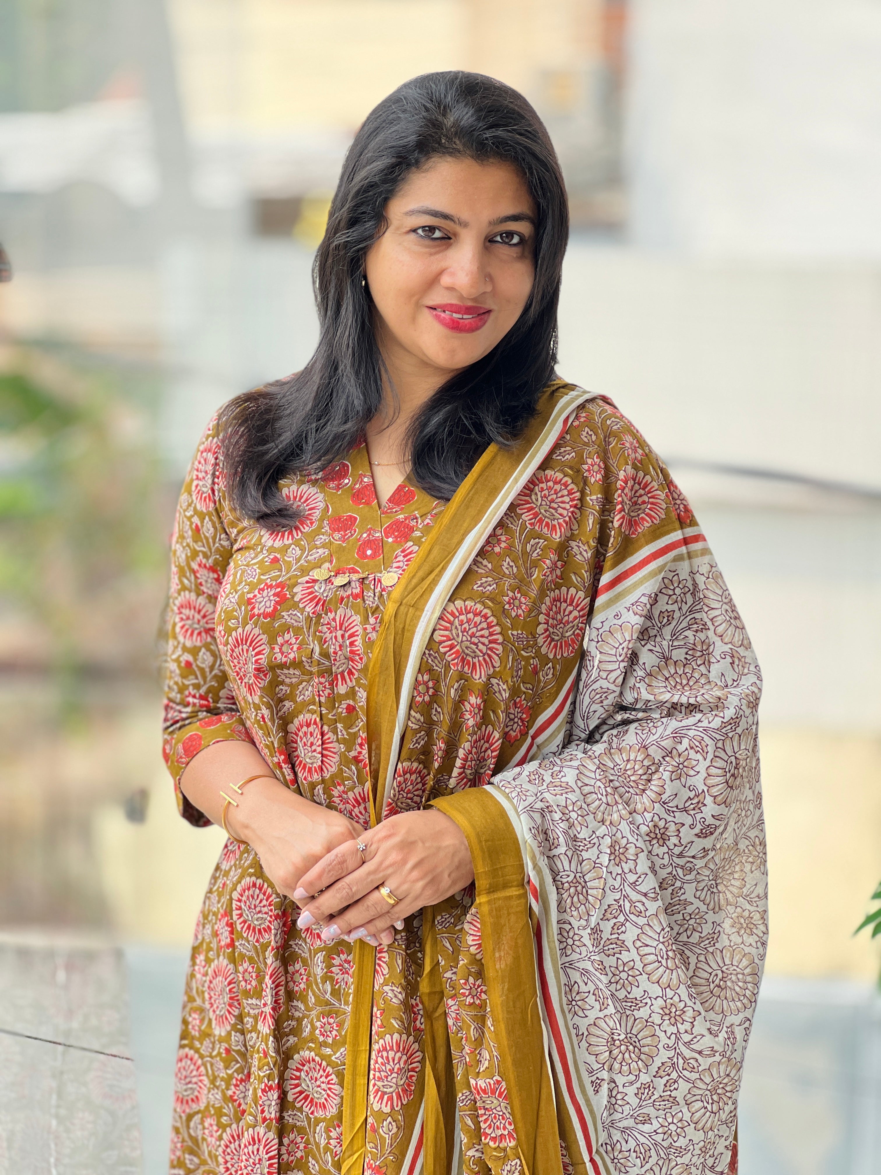 Block Printed Cotton Kurta Set | OMF121